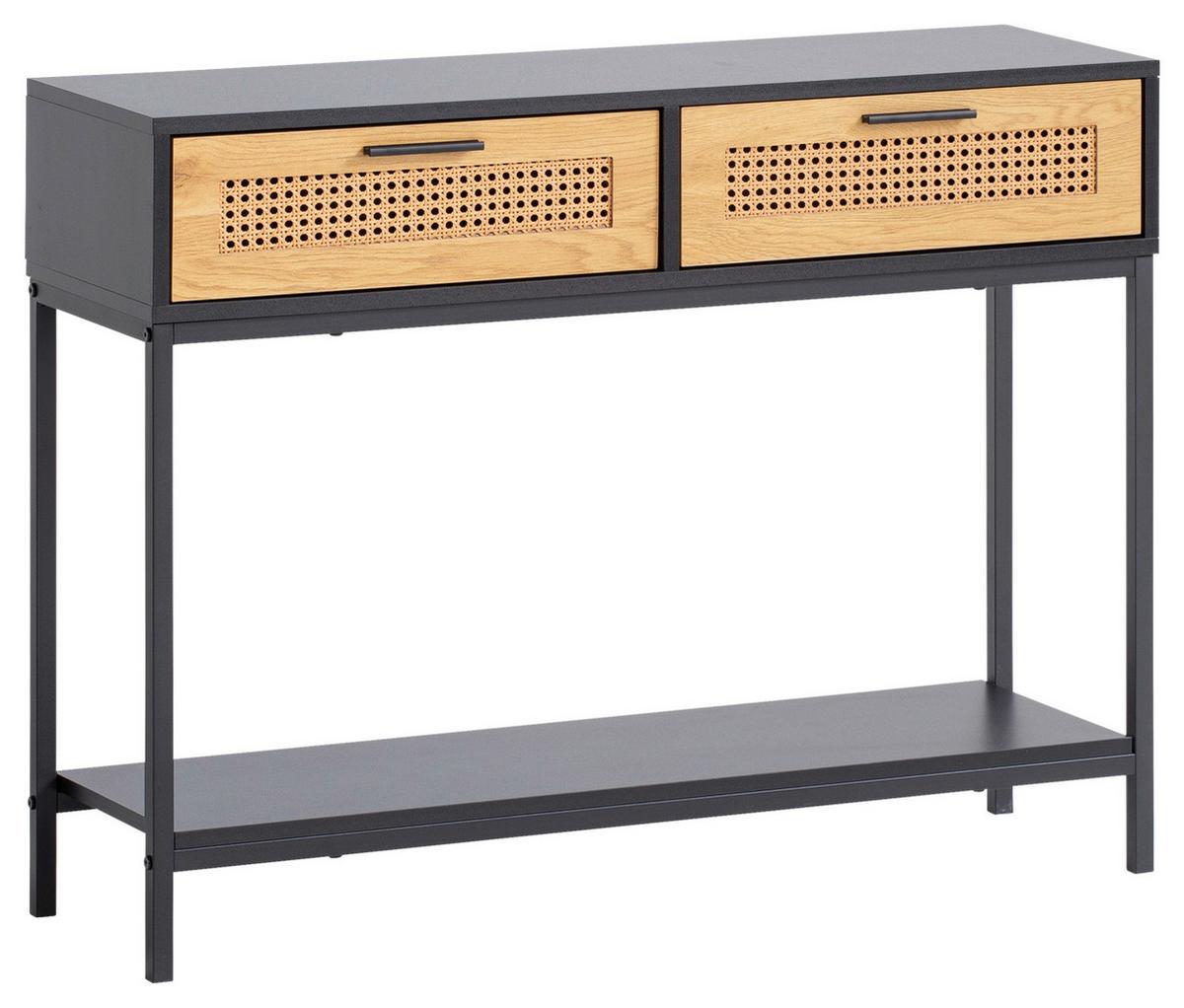 KONSOLENTISCH WL6.827 - Schwarz/Naturfarben, Konventionell, Holzwerkstoff/Metall (100/30/75cm) - Livetastic