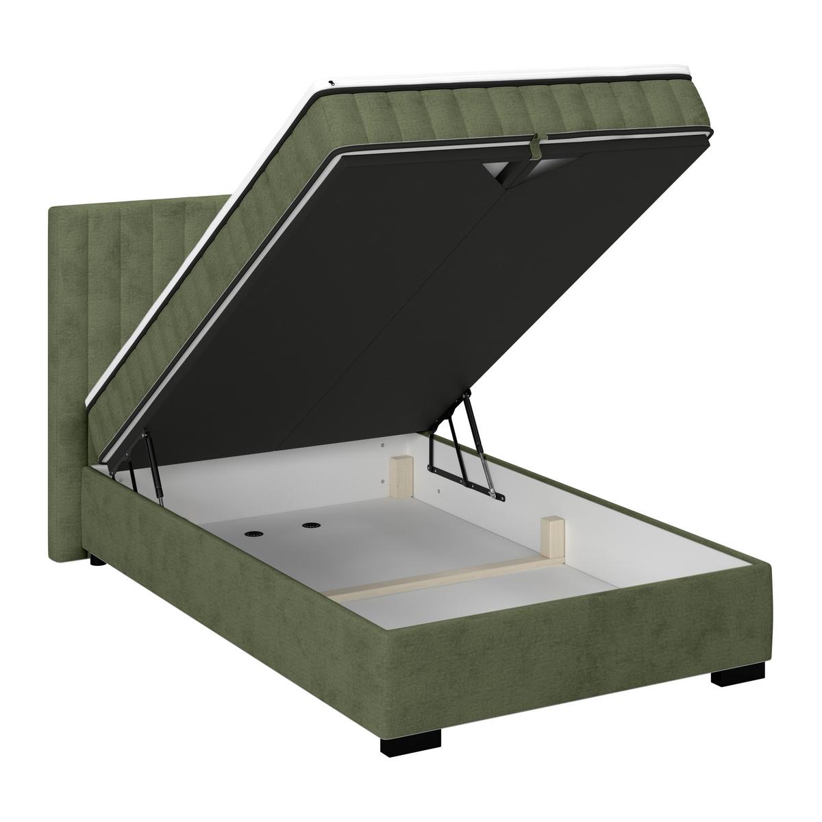Box Krevet Maya C - maslinasto zelena/crna, Moderno, drvni materijal/drvo (100/200cm) - Modern Living