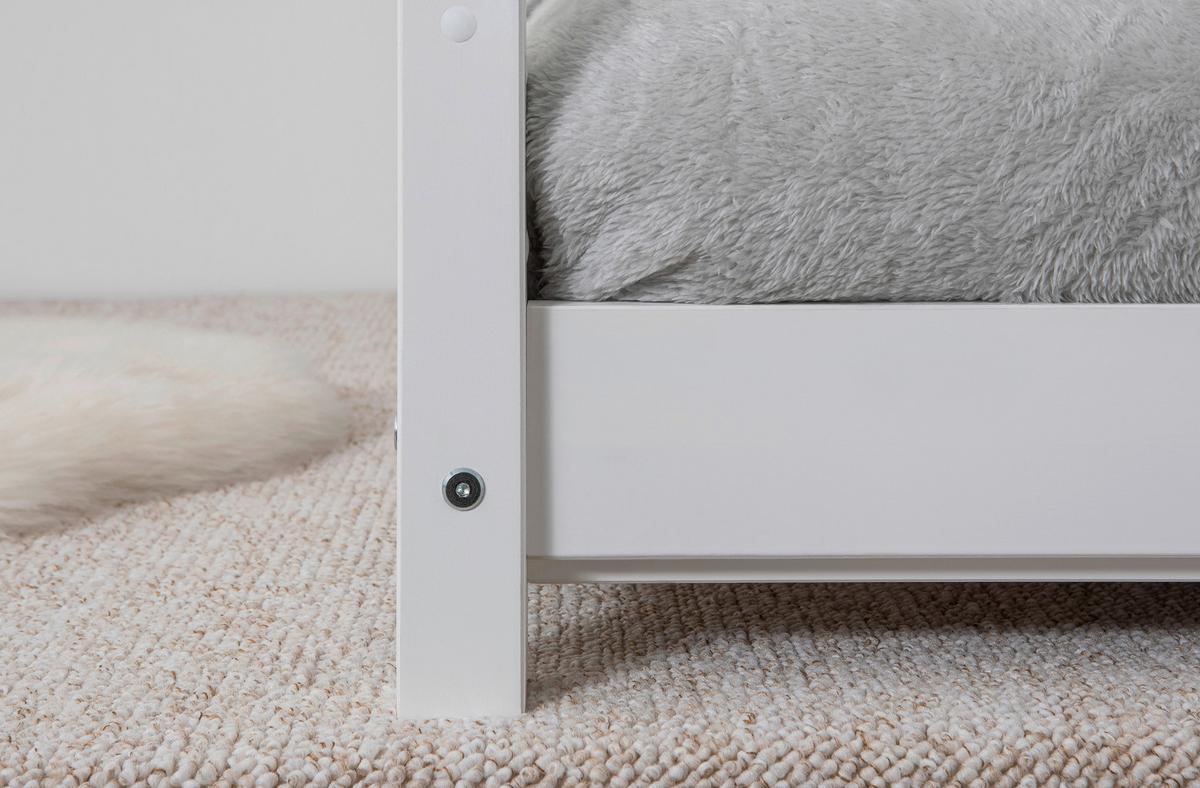 Hausbett KIM Weiß ca.100x200cm Echtholz - Naturfarben/Weiß, MODERN, Holz/Textil (100/200cm) - MID.YOU