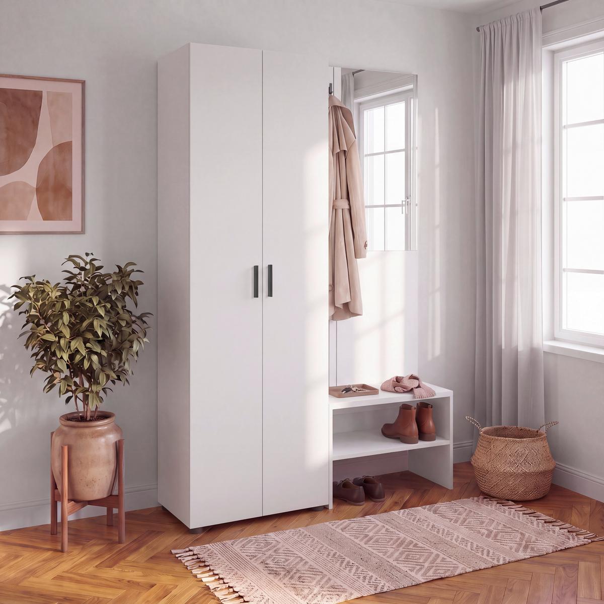 Ormar Charlie - bela, Konvencionalno, pločasti materijal/plastika (60/180/33,6cm) - Modern Living