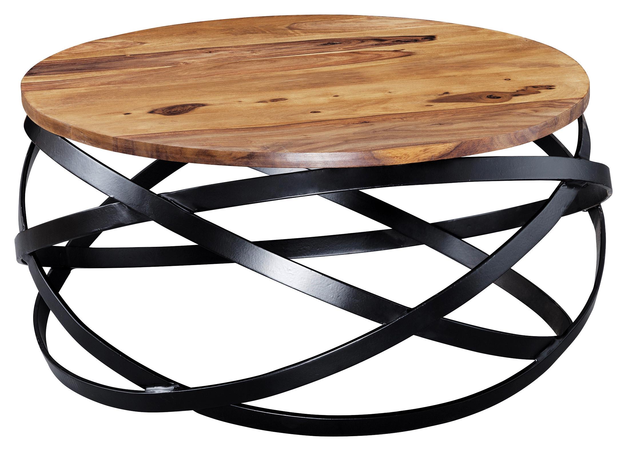 COUCHTISCH Sheeshamfarbe Echtholz - Sheeshamfarben/Schwarz, Design, Holz/Metall (60/60/30cm) - MID.YOU