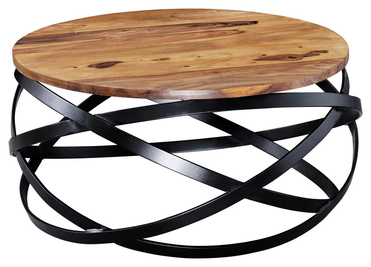 Couchtisch Manur Sheeshamfarbe Echtholz - Sheeshamfarben/Schwarz, Design, Holz/Metall (60/60/30cm) - MID.YOU