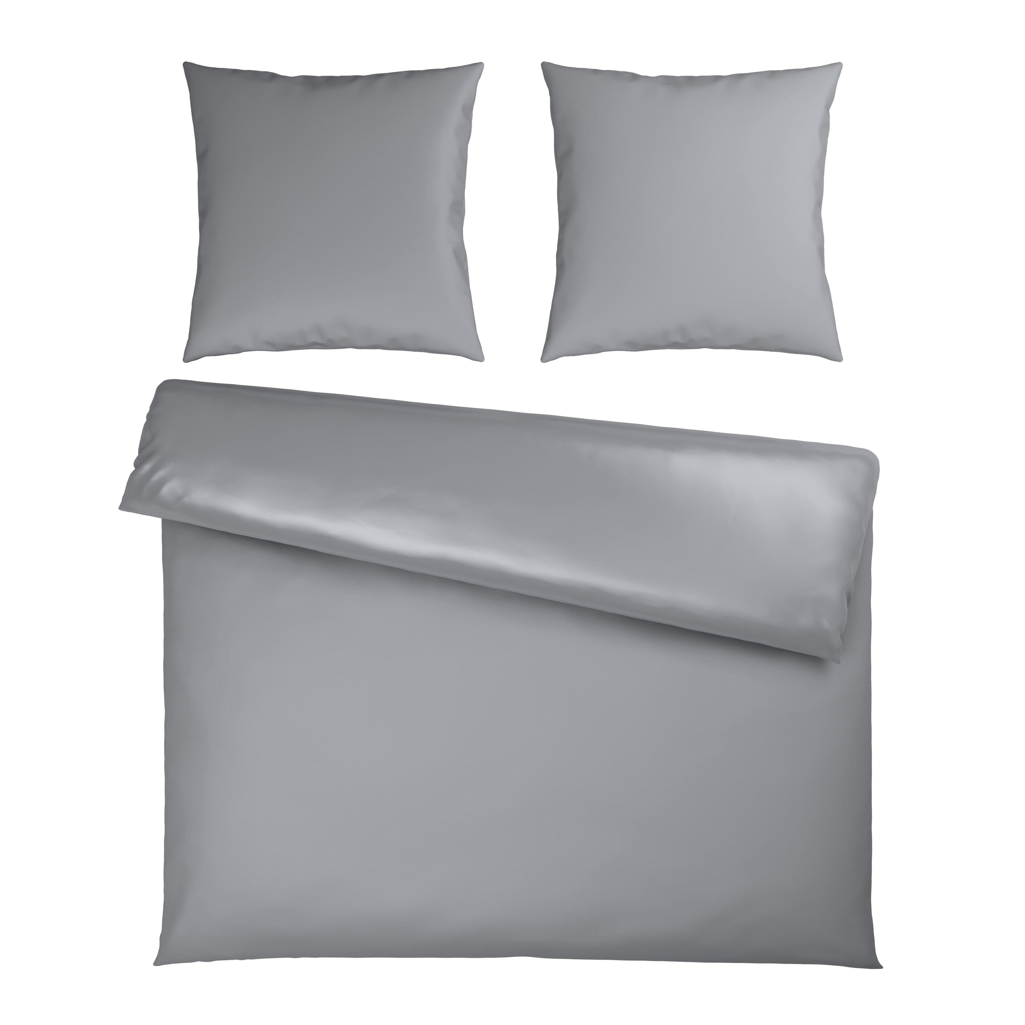 Bettwäsche Xenia Uni XXL Silberfarben ca. 200x200cm - Silberfarben, MODERN, Textil (200/200cm) - Premium Living