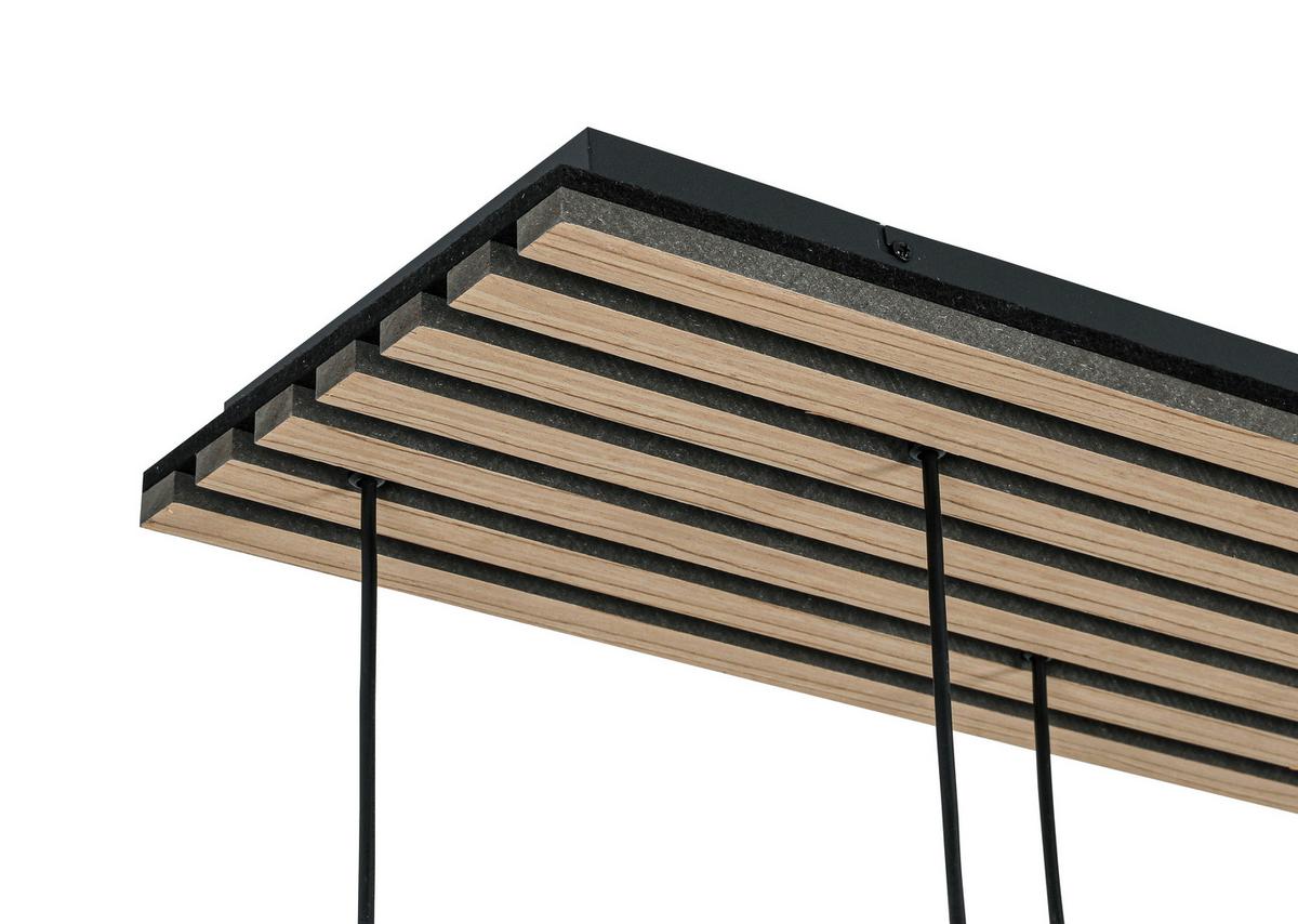 Hängeleuchte Panela Schwarz/Eichefarben max.25Watt - Chromfarben/Eichefarben, Modern, Glas/Holzwerkstoff (75/28,5/120cm) - Mömax