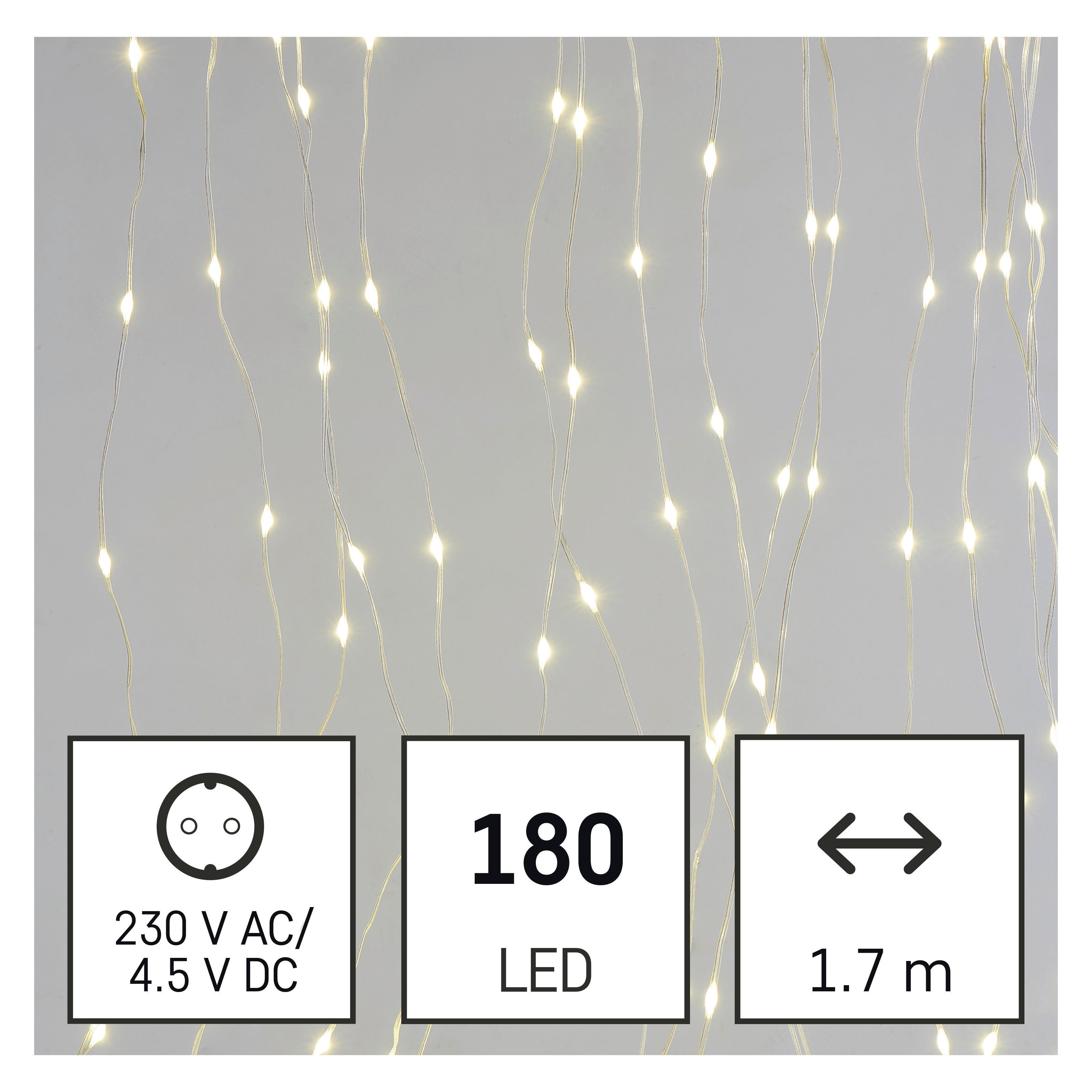Led Fényfüzér 180db Led - áttetsző, Basics, műanyag (1,7/1,5cm)