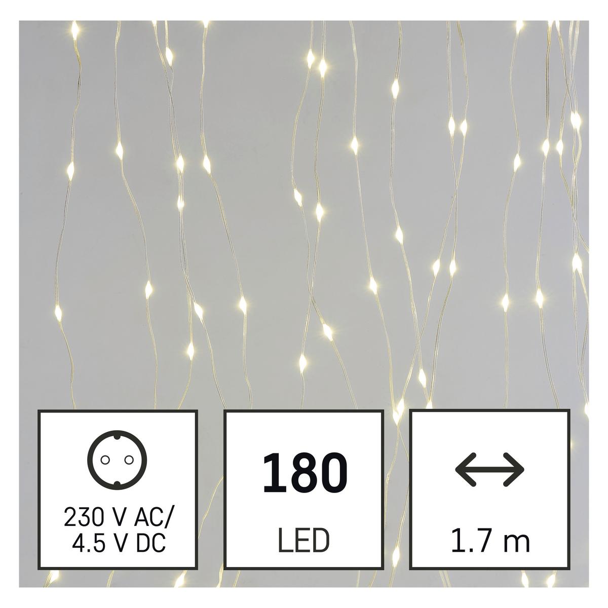 Led Fényfüzér 180db Led - áttetsző, Basics, műanyag (1,7/1,5cm)