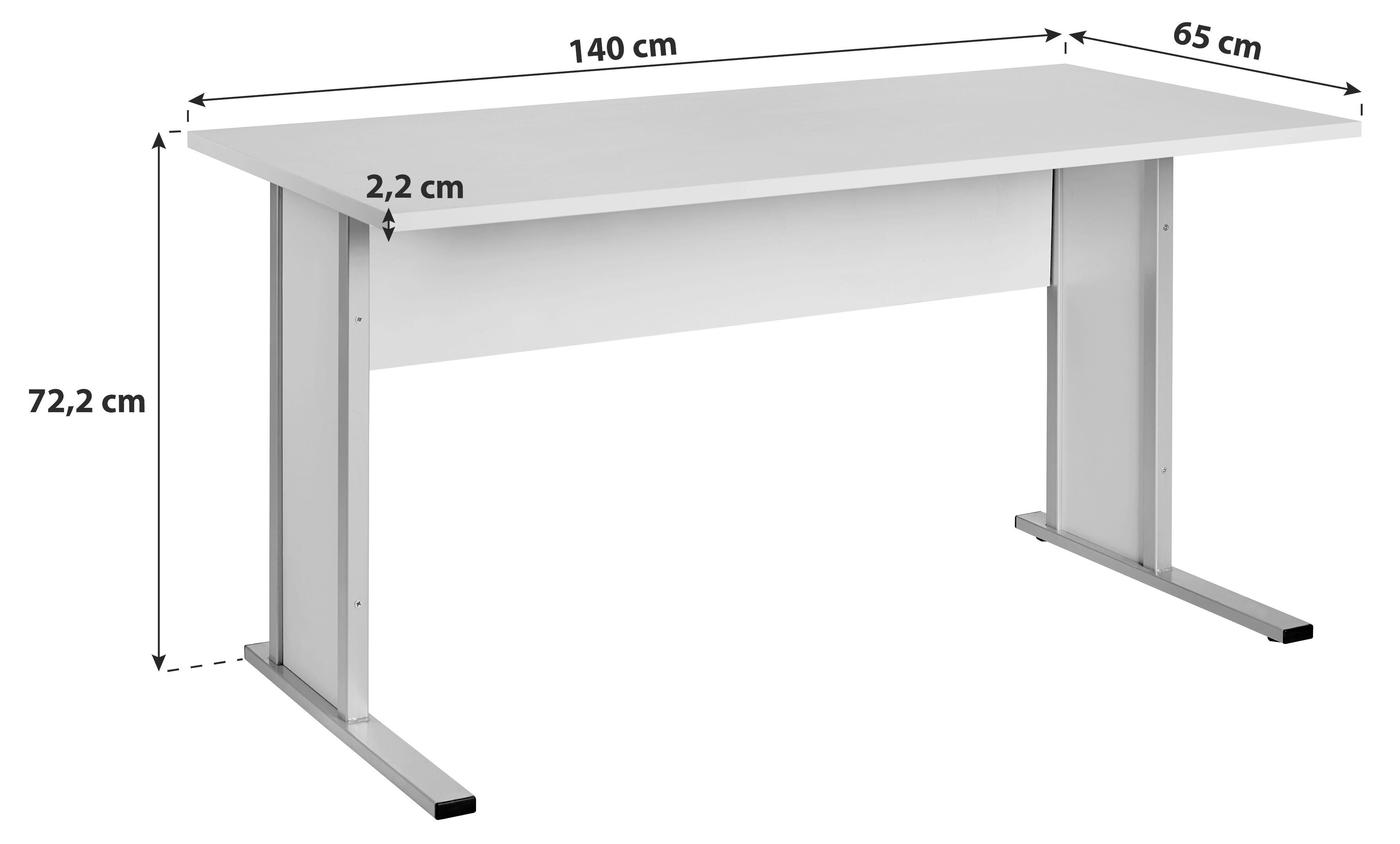 Schreibtisch "Serie 4000" ca 140x65 cm , buche - Buchefarben/Silberfarben, Basics, Holzwerkstoff/Metall (140/65/72,2cm) - MID.YOU