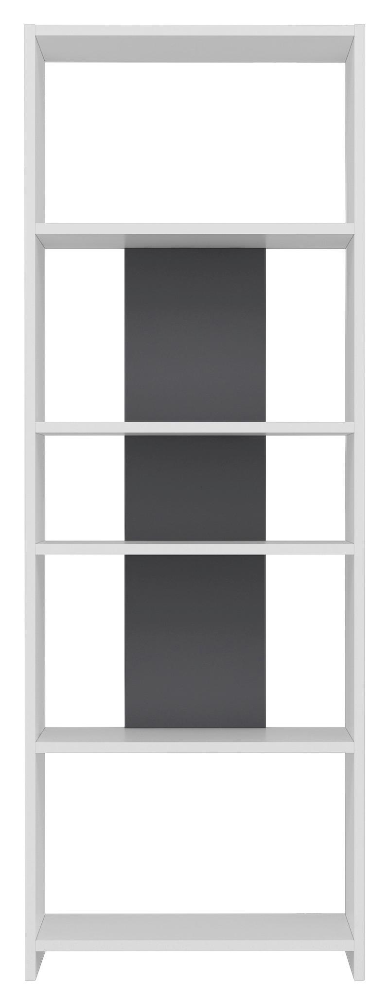 Regal Diosp - bela/antracit, Design, leseni material (56,9/160/25cm) - Livetastic