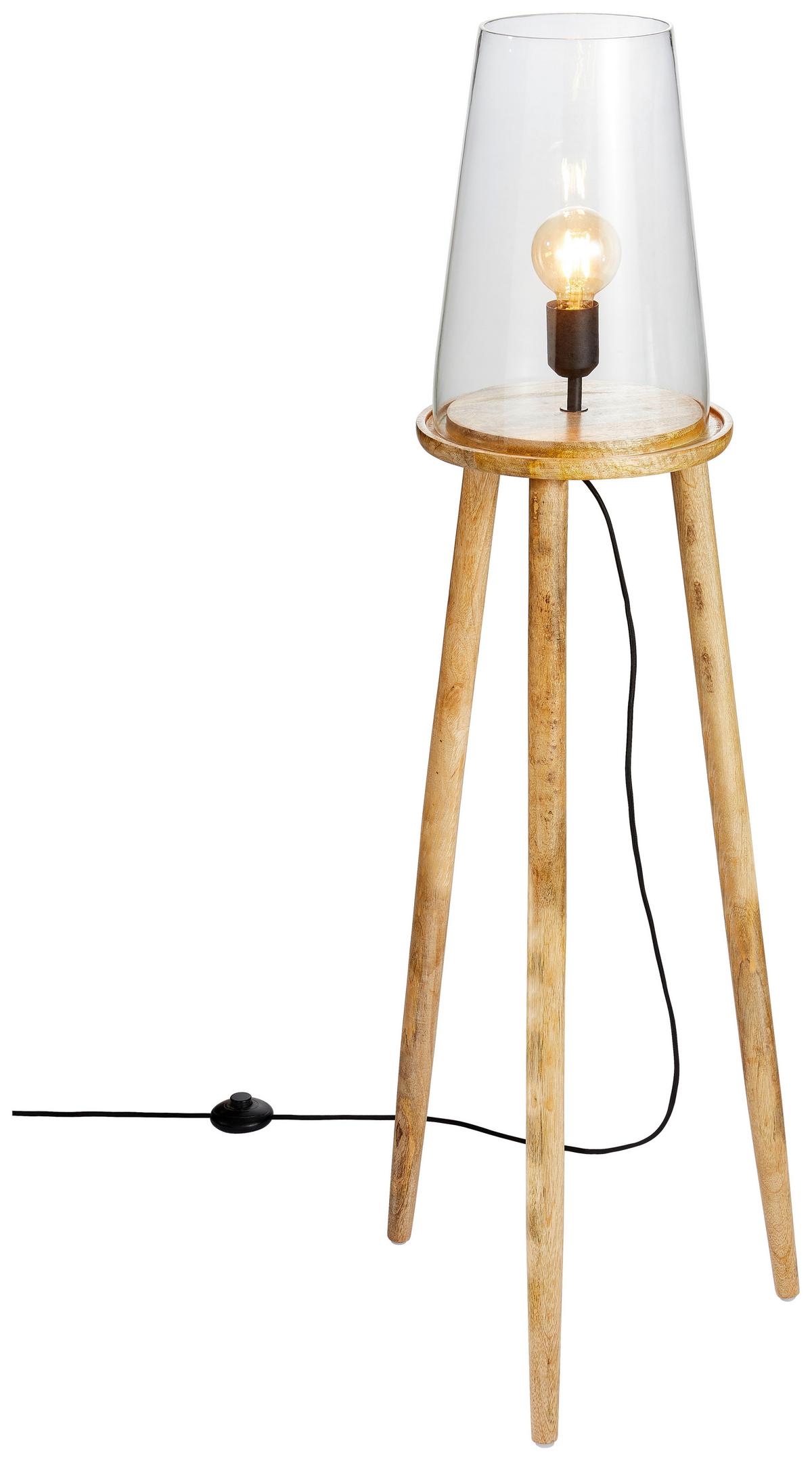 LAMPA STOJĄCA 1841863 - jasnobrązowy, Basics, drewno/szkło (28/125/28cm) - Light & Living