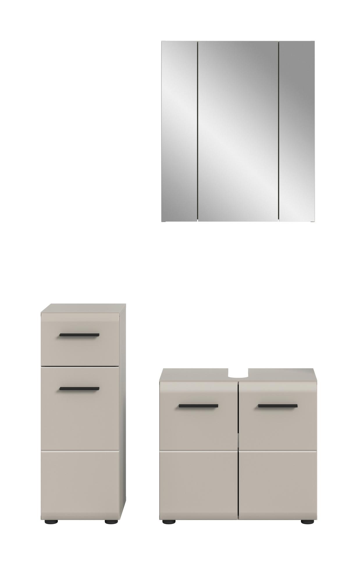 Badezimmer Ice Kaschmir 3-teilig - Kaschmir/Schwarz, Trend, Glas/Holzwerkstoff (90cm) - MID.YOU