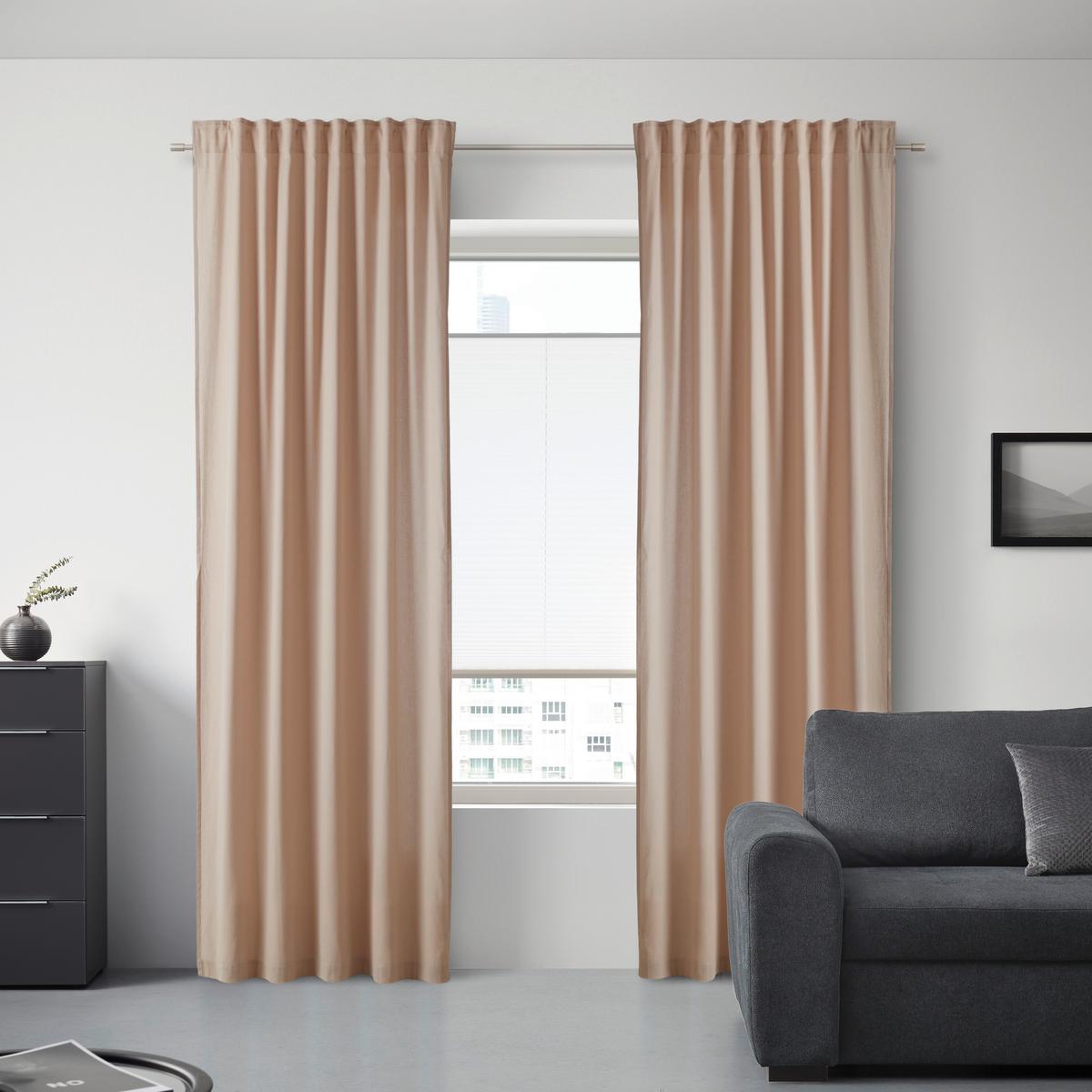 Fertigvorhang Sila in Beige ca. 140x255cm - Beige, Modern, Textil (140/255cm) - Modern Living