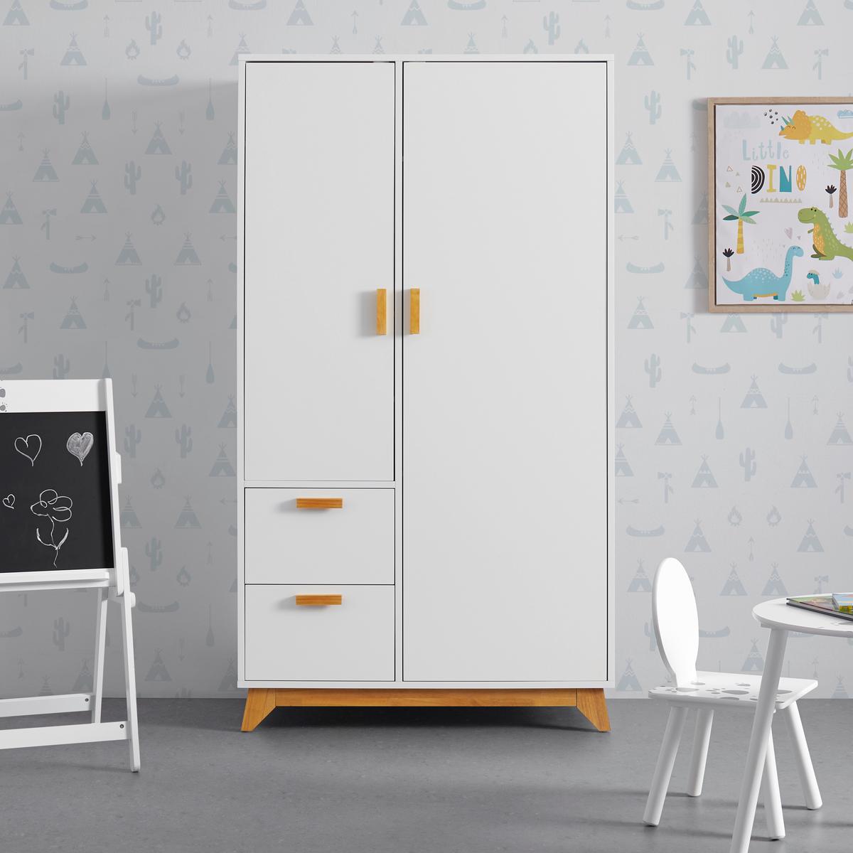 KLEIDERSCHRANK in weiß "Milan" - Weiss/Naturfarben, Modern, Holz (100/180/52cm) - Bessagi Home