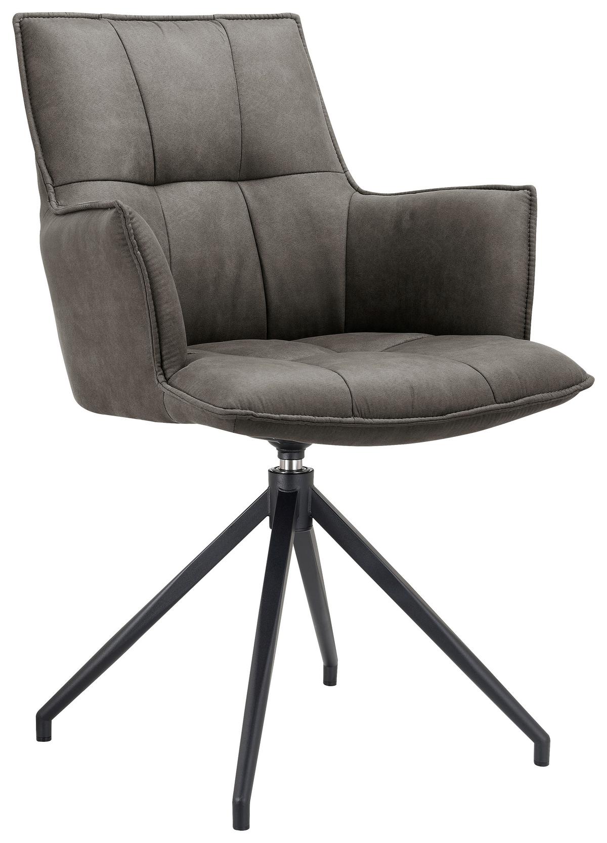 KRZESŁO Z PODŁOKIETNIKAMI OSAKA - czarny/ciemnoszary, Design, metal/tkanina (59/89,5/63cm) - Novel