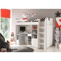 Visoka Postelja Unit, Bela, 90x200, Višina 160 Cm - bela, Moderno, leseni material (90/200cm) - MID.YOU