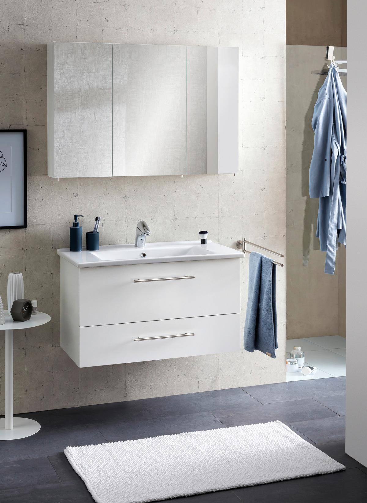 Spiegelschrank Basic 1000 Weiß 3-türig - Silberfarben, MODERN, Glas/Holzwerkstoff (100/70,7/16cm) - MID.YOU