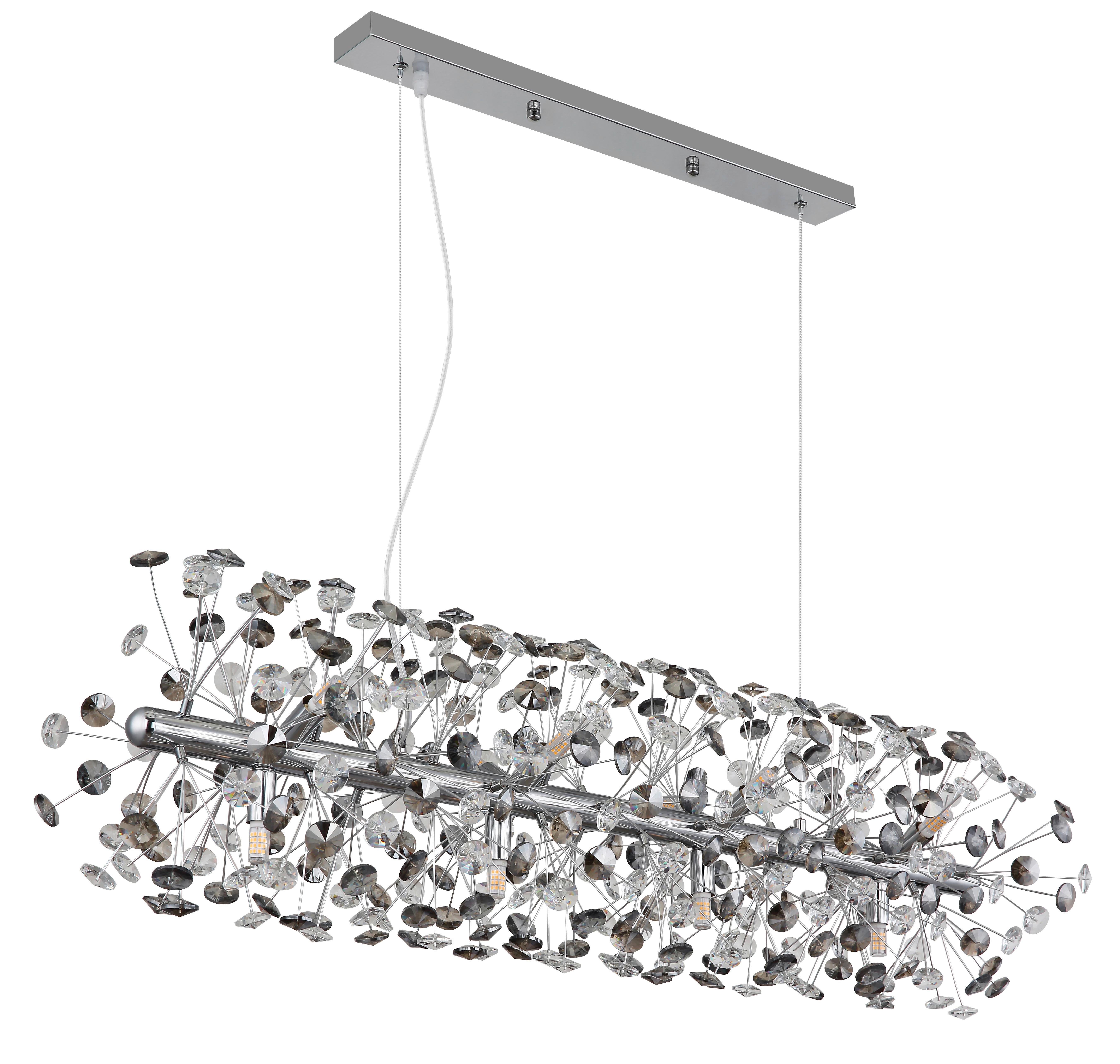 KRISTALL-HÄNGELEUCHTE 64135H4C  KATRINA - Klar/Chromfarben, Lifestyle, Glas/Kunststoff (90/30/150cm) - Globo