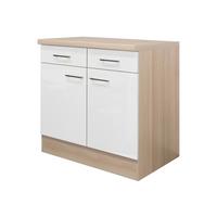 Küchenunterschrank "Abaco" , Perlmutt - Edelstahlfarben/Perlmutt, MODERN, Holzwerkstoff/Metall (80/86/60cm) - FlexWell