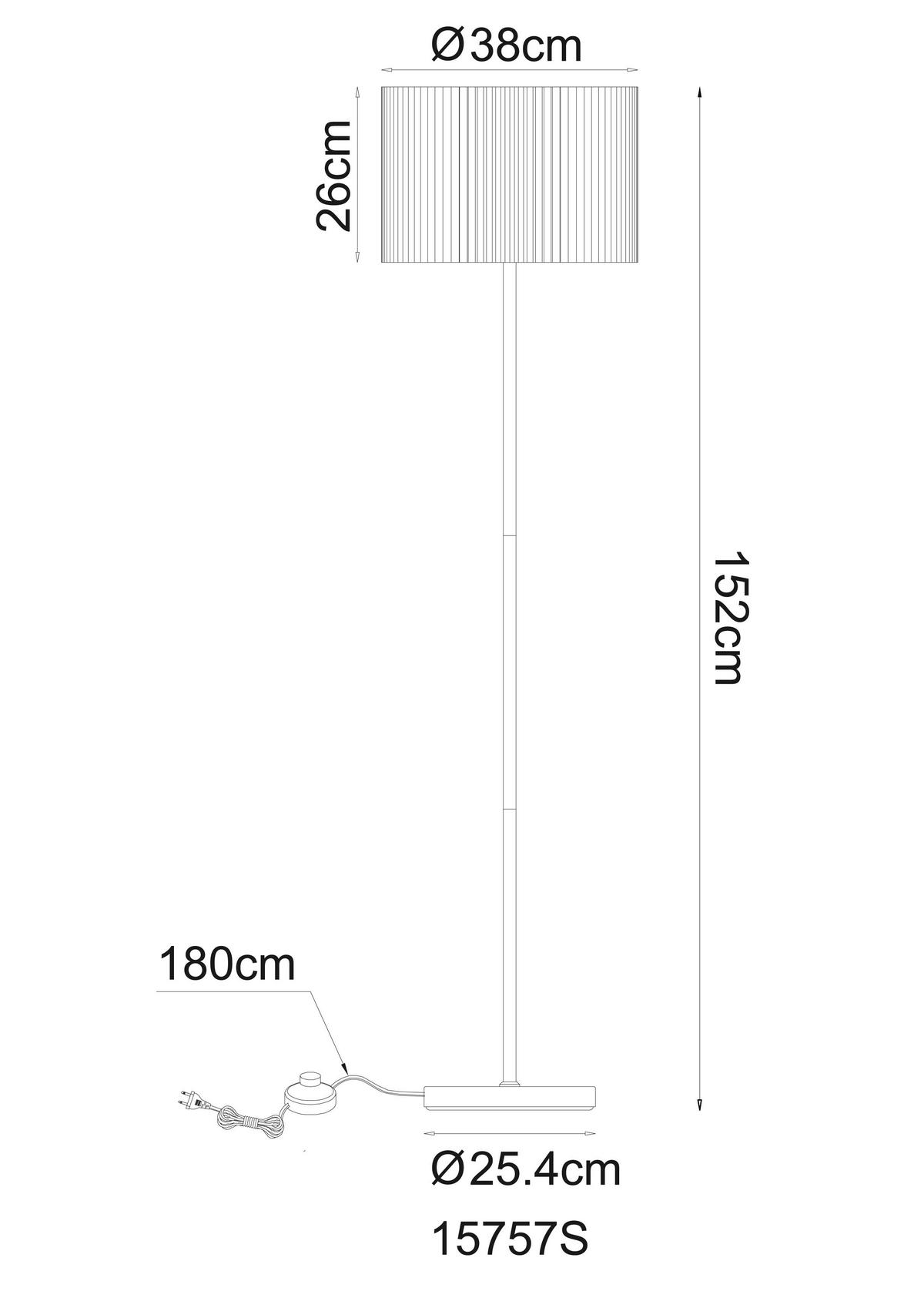 STEHLEUCHTE 15757S PAGE - Schwarz/Naturfarben, Konventionell, Textil/Metall (38/152cm) - Globo