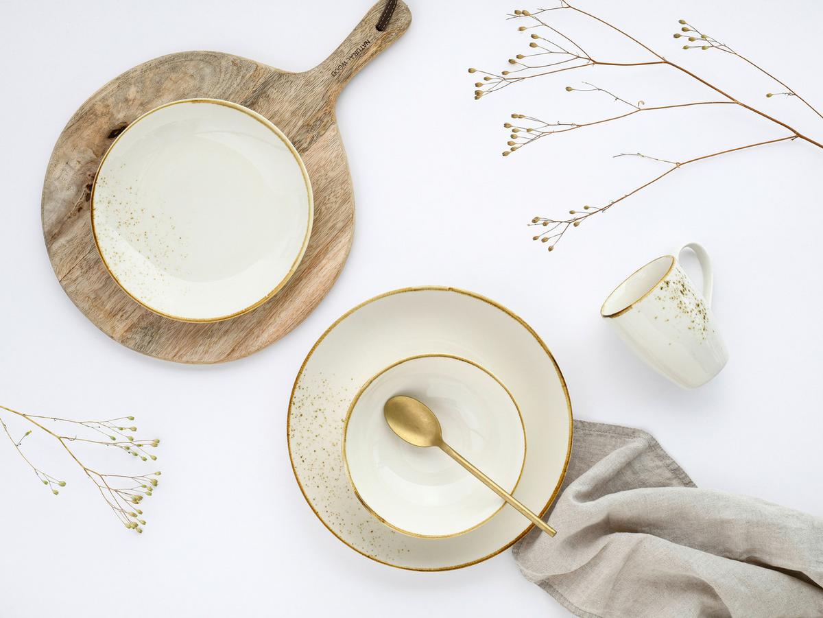 Kombinirani Servis Natural Living, 16-Delni - krem barve/bela, Basics, keramika - Creatable