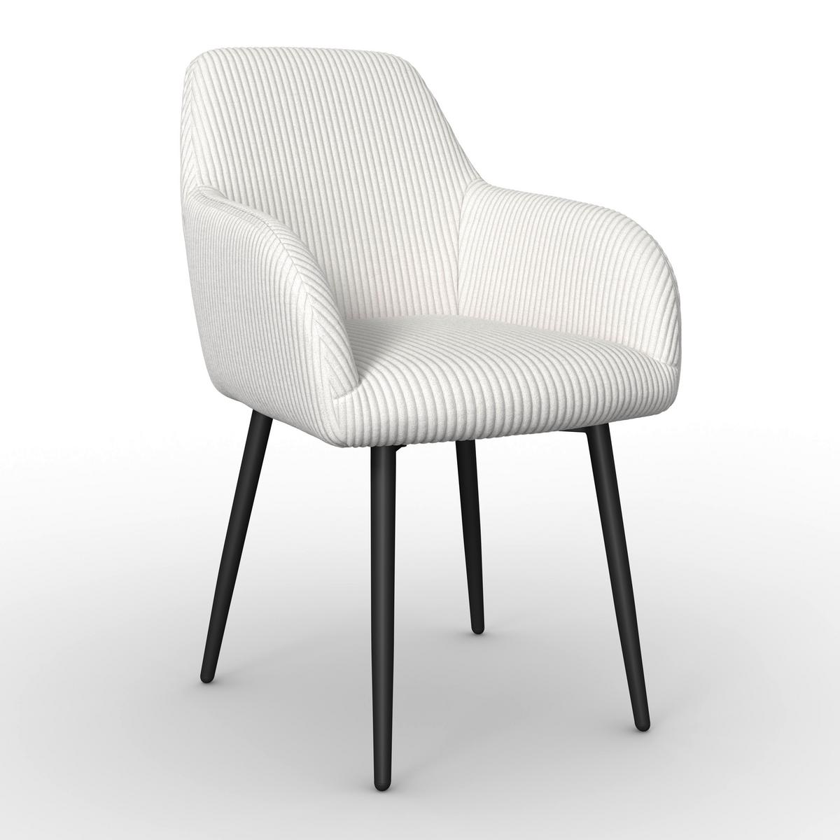 Armlehnstuhl Alani Creme Cord Gepolstert - Creme/Schwarz, MODERN, Textil/Metall (60/58/86cm) - Bessagi Home