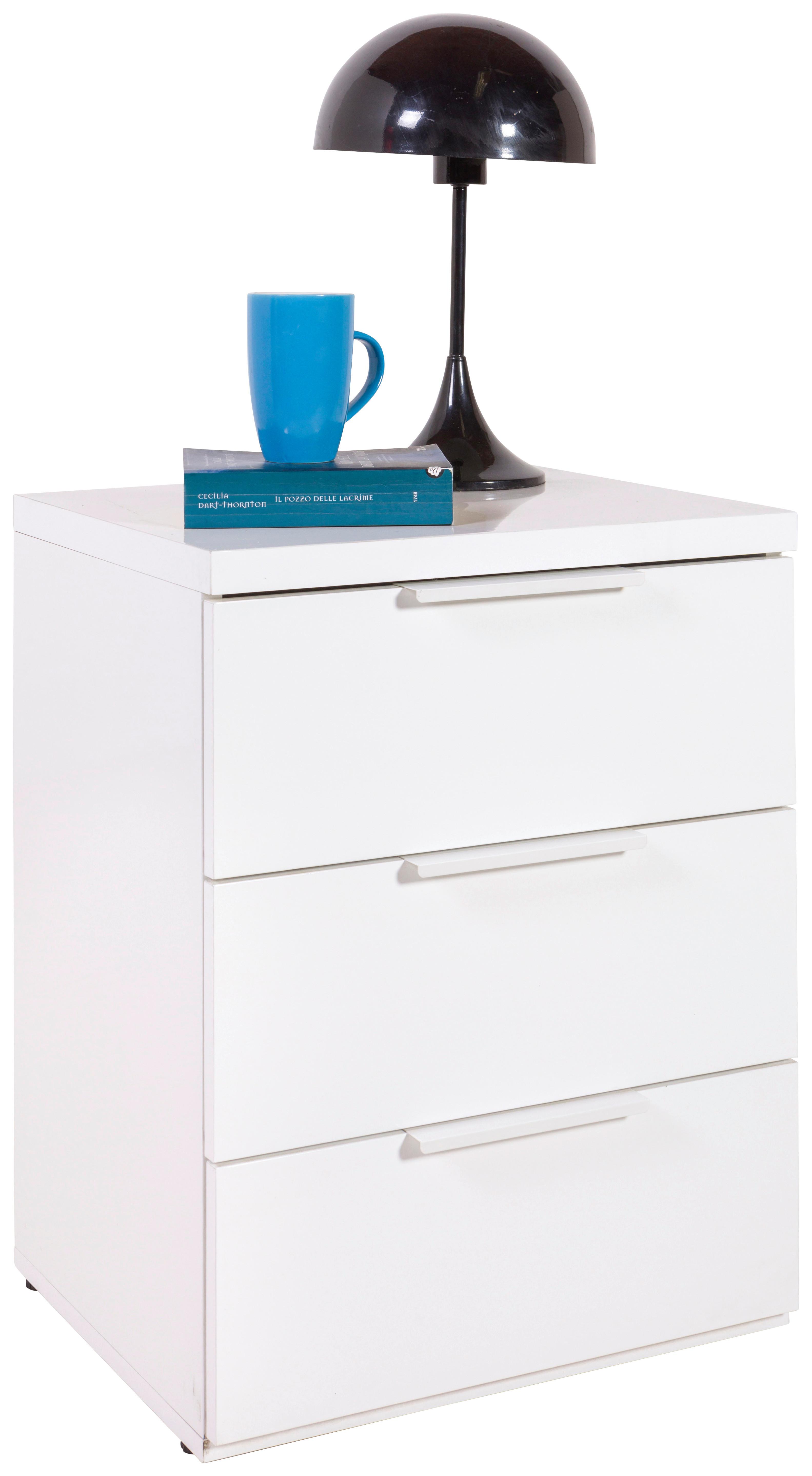 Nachtkästchen Mundi Weiß Hochglanz - Weiß Hochglanz/Weiß, MODERN, Holzwerkstoff (49/63,5/40,4cm) - Mömax