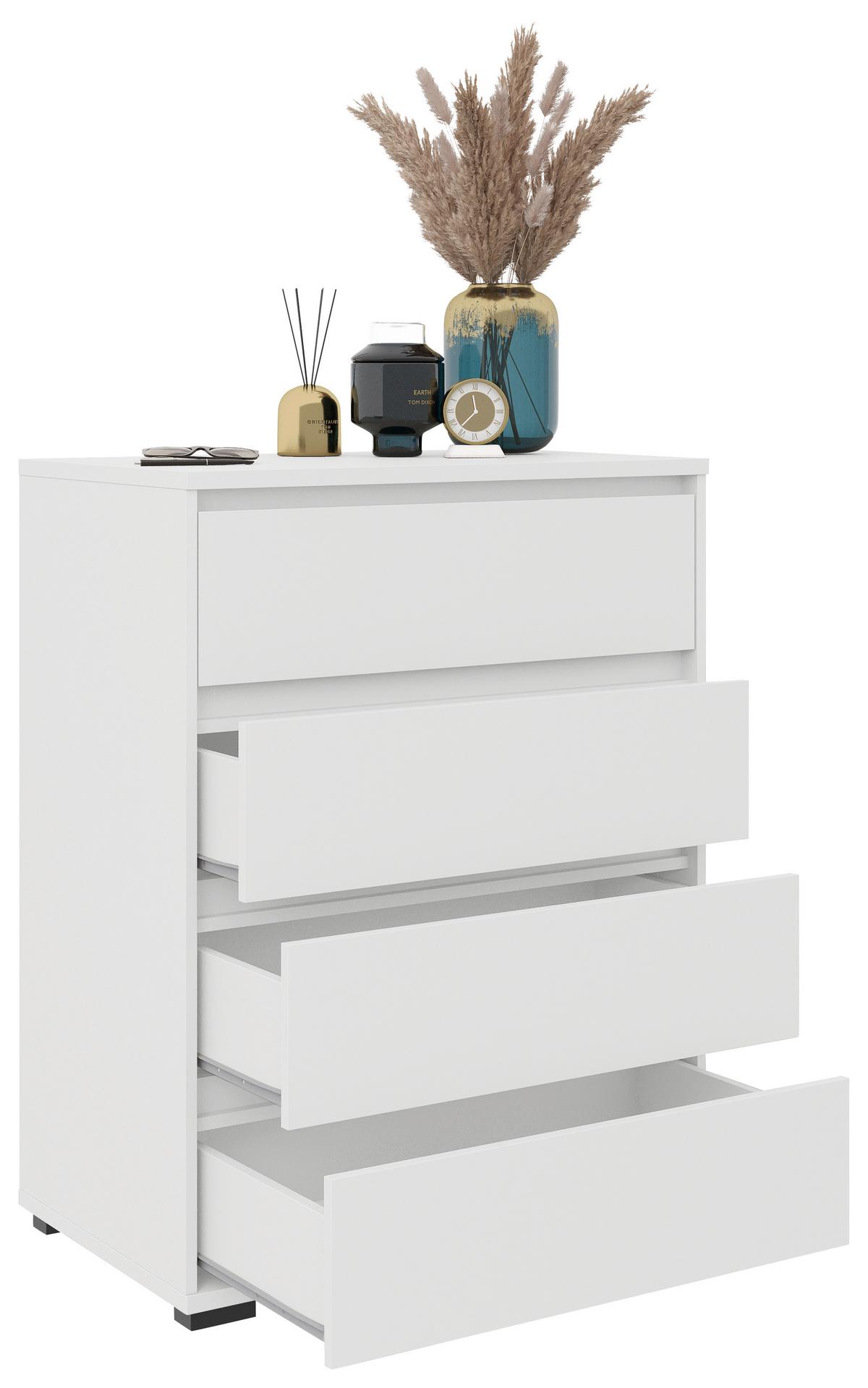 KOMODA LINE - kolor srebrny/biały, Design, materiał drewnopochodny/tworzywo sztuczne (80/103/48cm) - Carryhome