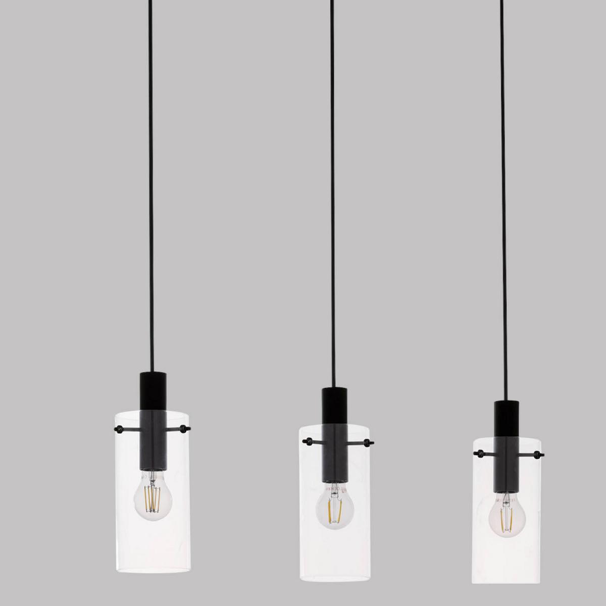 Hängeleuchte Montefino in Schwarz max. 60 Watt - Klar/Schwarz, MODERN, Glas/Metall (73/11/110cm)