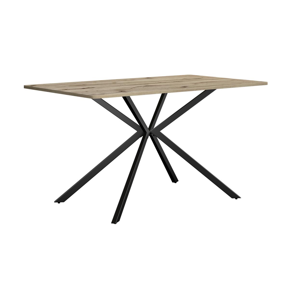 Jedilna Miza Nils - črna/barve hrasta, Trend, kovina/leseni material (140/80/76cm)