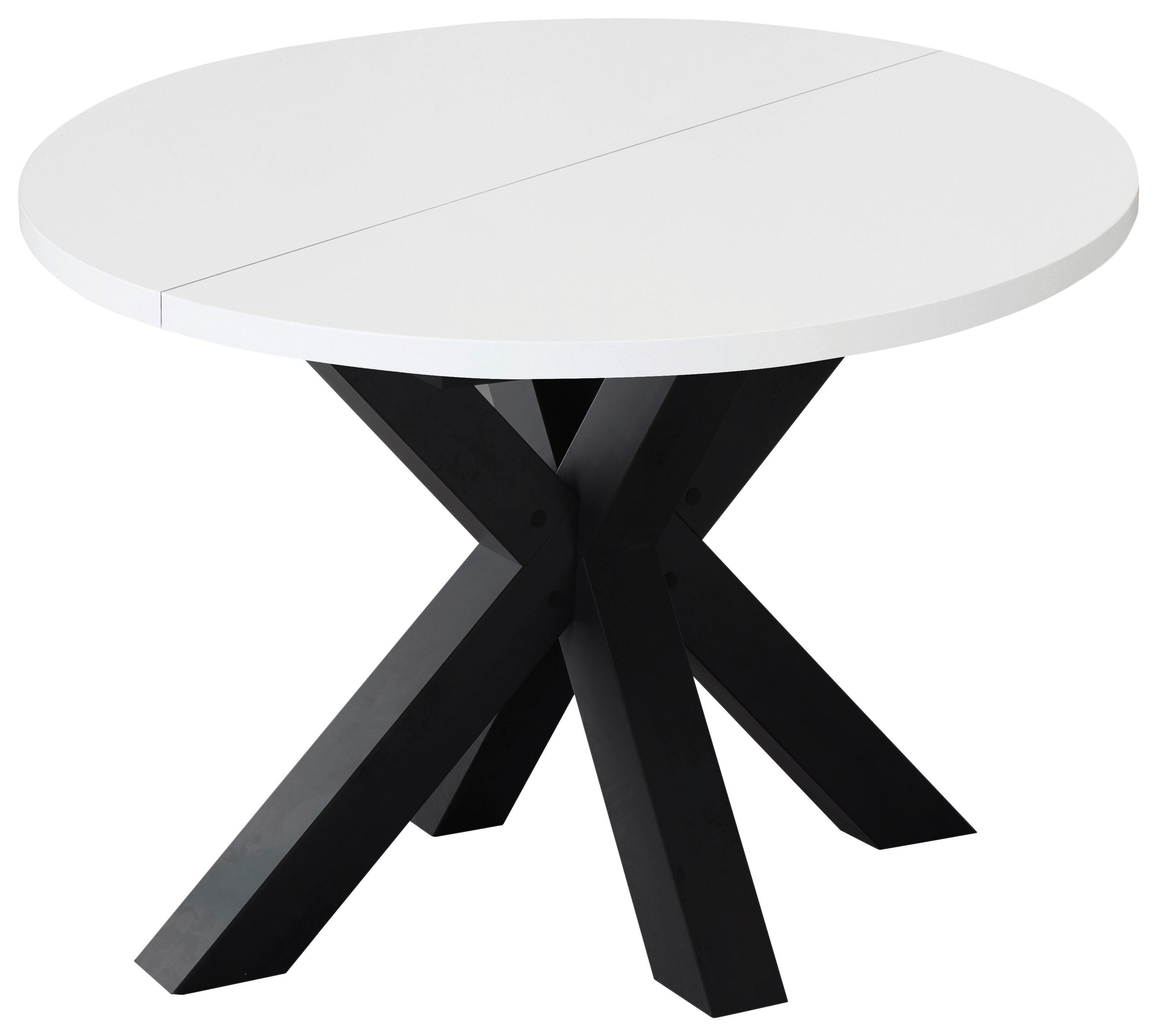 Ausziehtisch in Schwarz/Weiß - Schwarz/Weiß, MODERN, Holzwerkstoff (130-170/130/78cm) - ecoTree