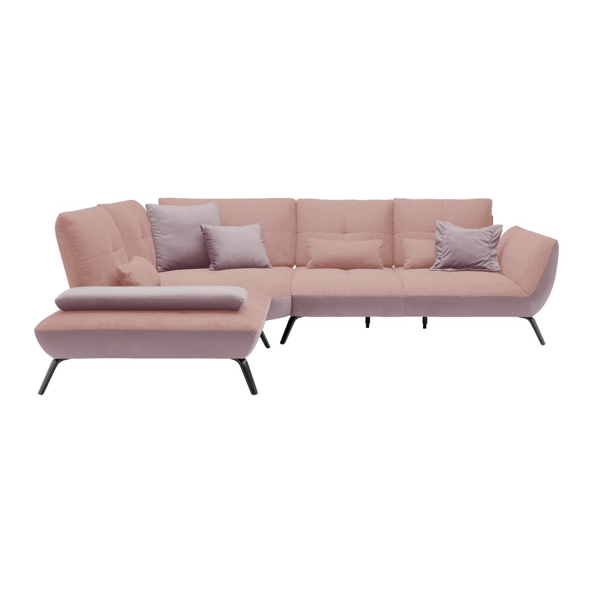 Wohnlandschaft Trendy Rosa/Flieder - Flieder/Schwarz, MODERN, Holzwerkstoff/Textil (250/93/310cm) - Premium Living