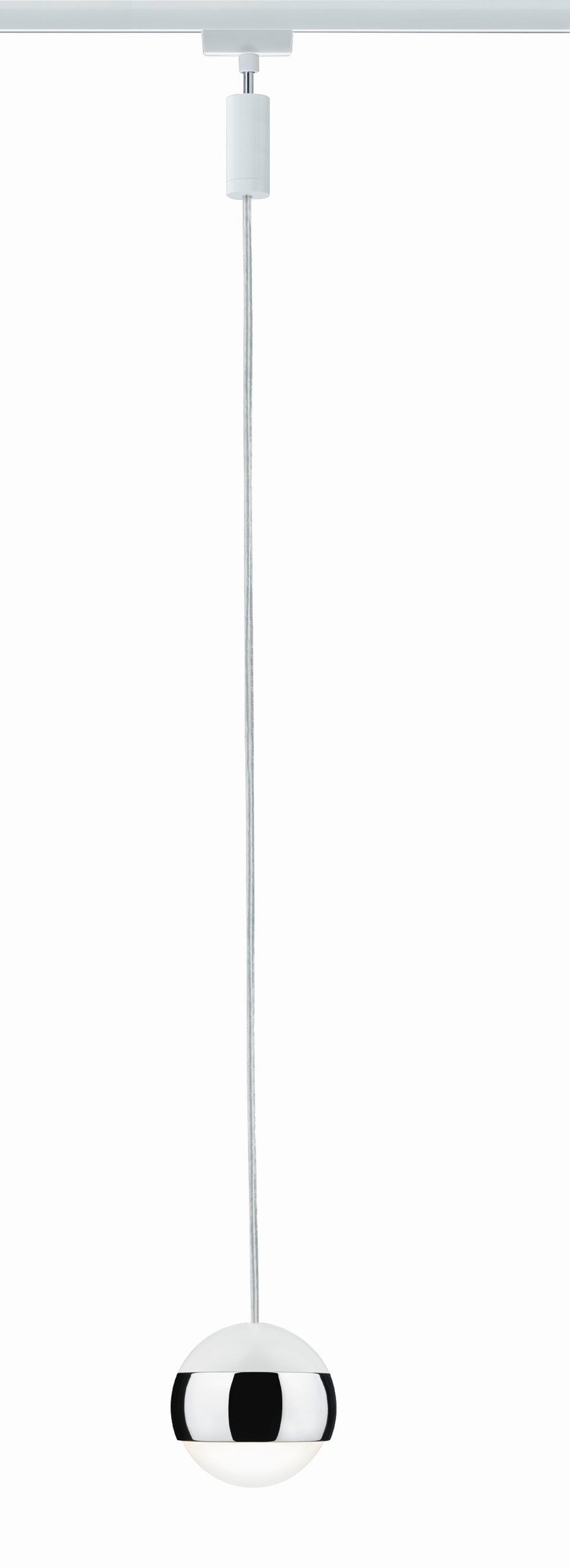 Schienensystem-Hängeleuchte Pendulum Capsule II max.6 Watt - Chromfarben/Weiß, Design, Metall (8,7/130cm) - Paulmann