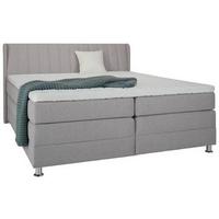 Boxspringbett in Grau ca. 160x200cm - Chromfarben/Grau, Konventionell, Kunststoff/Textil (160/200cm) - Premium Living