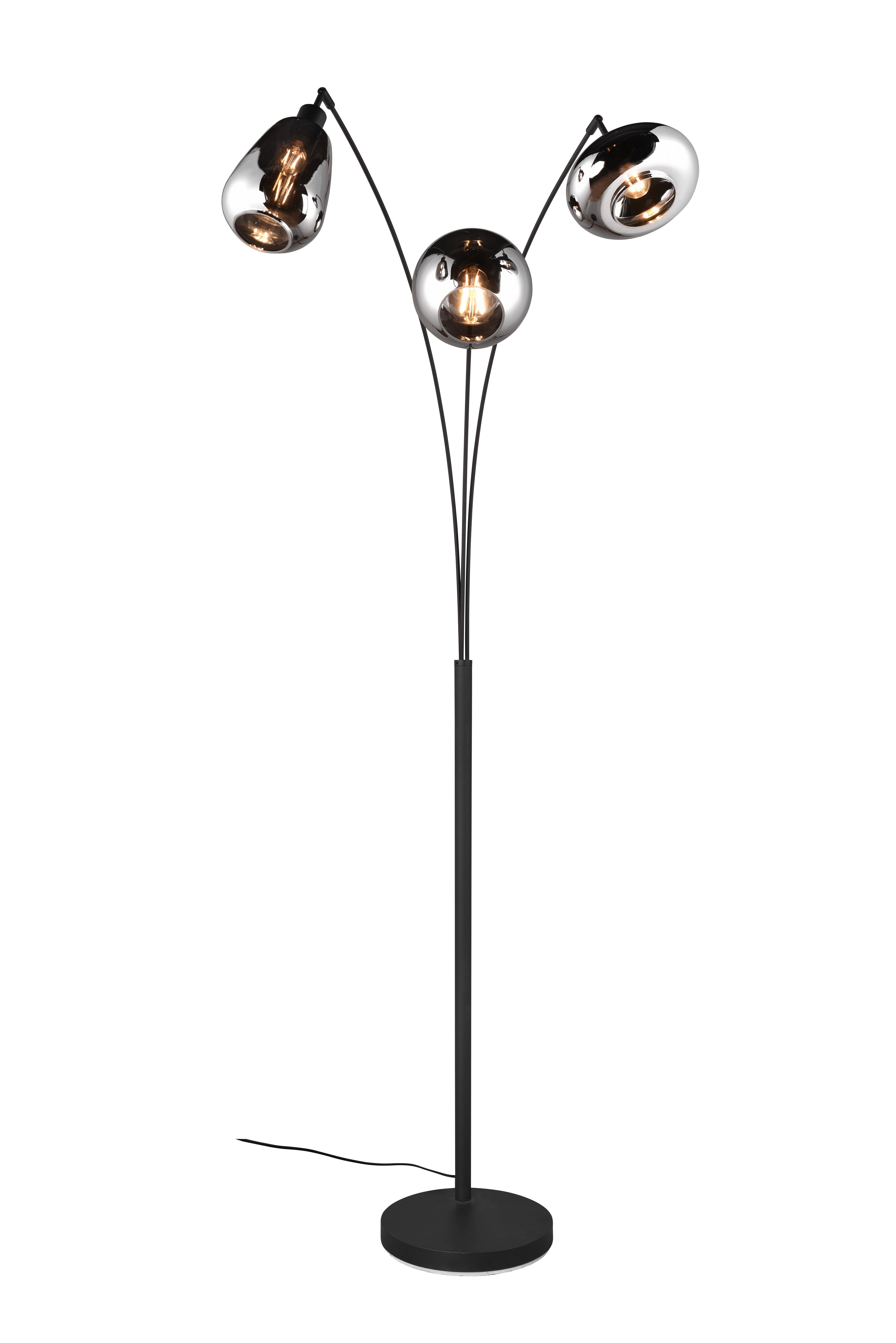 Stehleuchte Lumina Schwarz/Chrom max. 40 Watt - Chromfarben/Schwarz, KONVENTIONELL, Glas/Metall (200/30/71cm) - Trio Leuchten