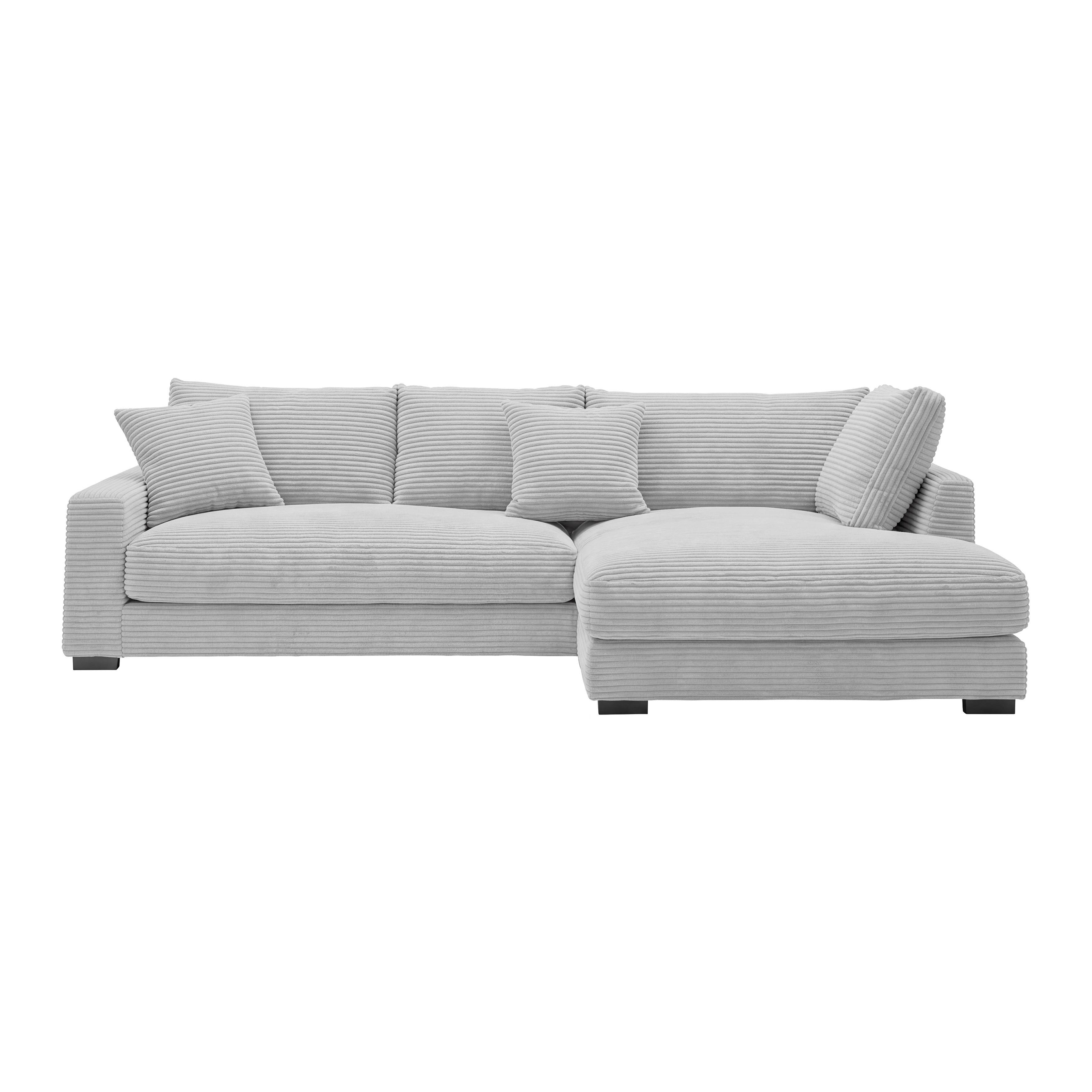 Ecksofa Pedro Hellgrau - Hellgrau/Schwarz, MODERN, Kunststoff/Textil (300/190cm) - Mömax