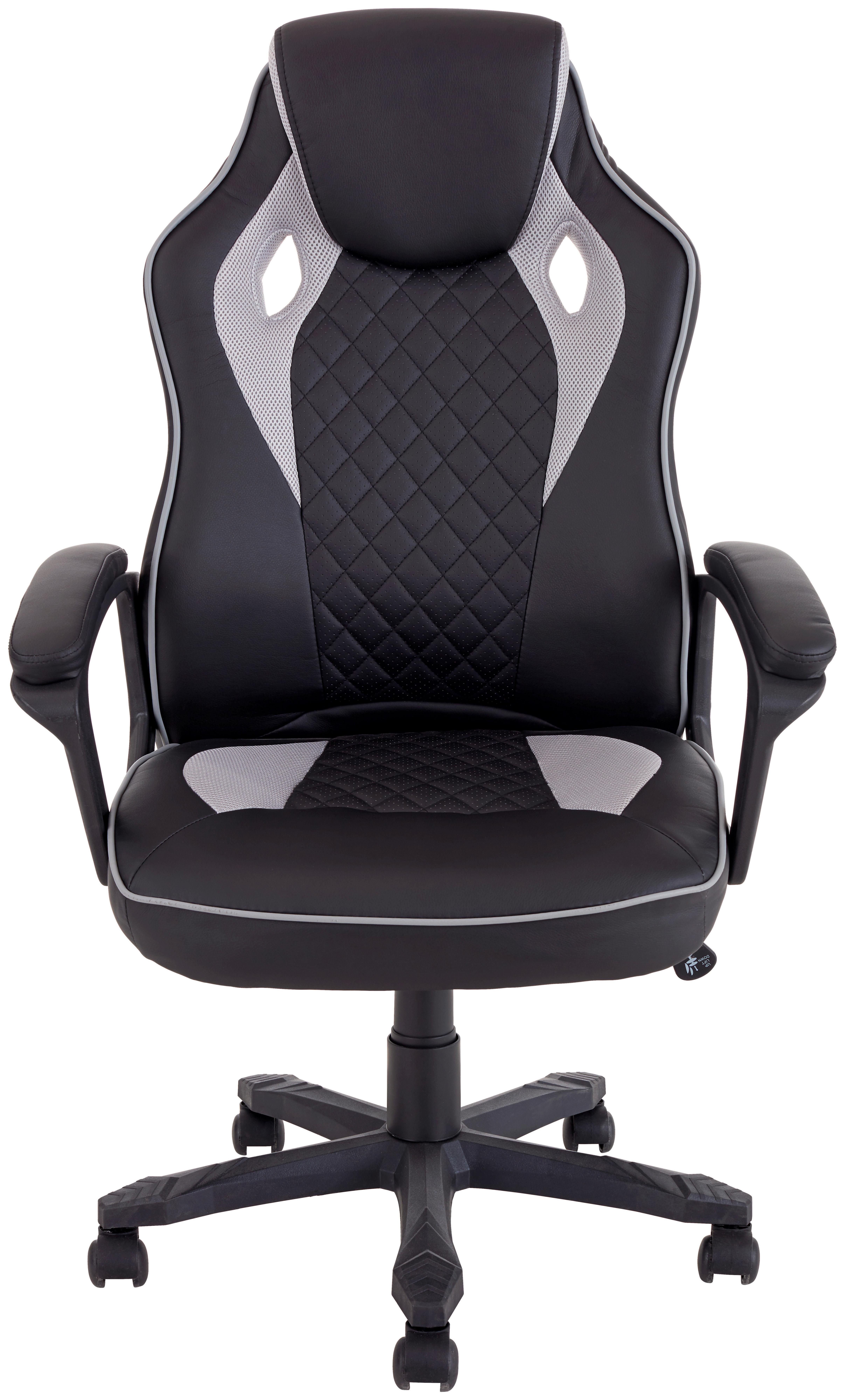 Scaun directorial Marco - negru/gri, Modern, plastic/metal (65,5/110-120/69cm) - Modern Living