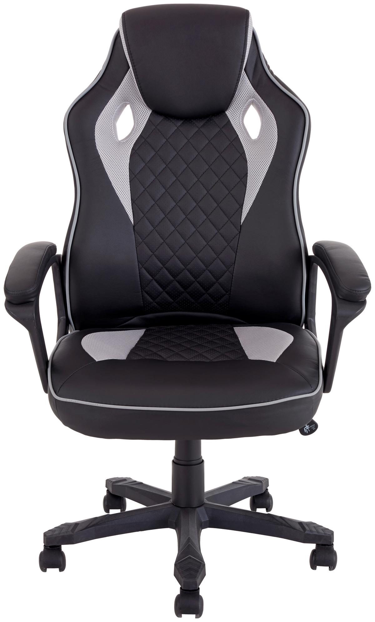 Scaun directorial Marco - negru/gri, Modern, plastic/metal (65,5/110-120/69cm) - Modern Living