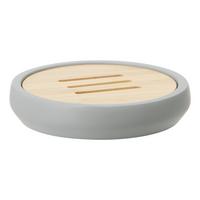 Seifenschale Kim in Natrufarben Ø ca.12cm - Naturfarben/Grau, Holz/Stein (12/2,5cm)