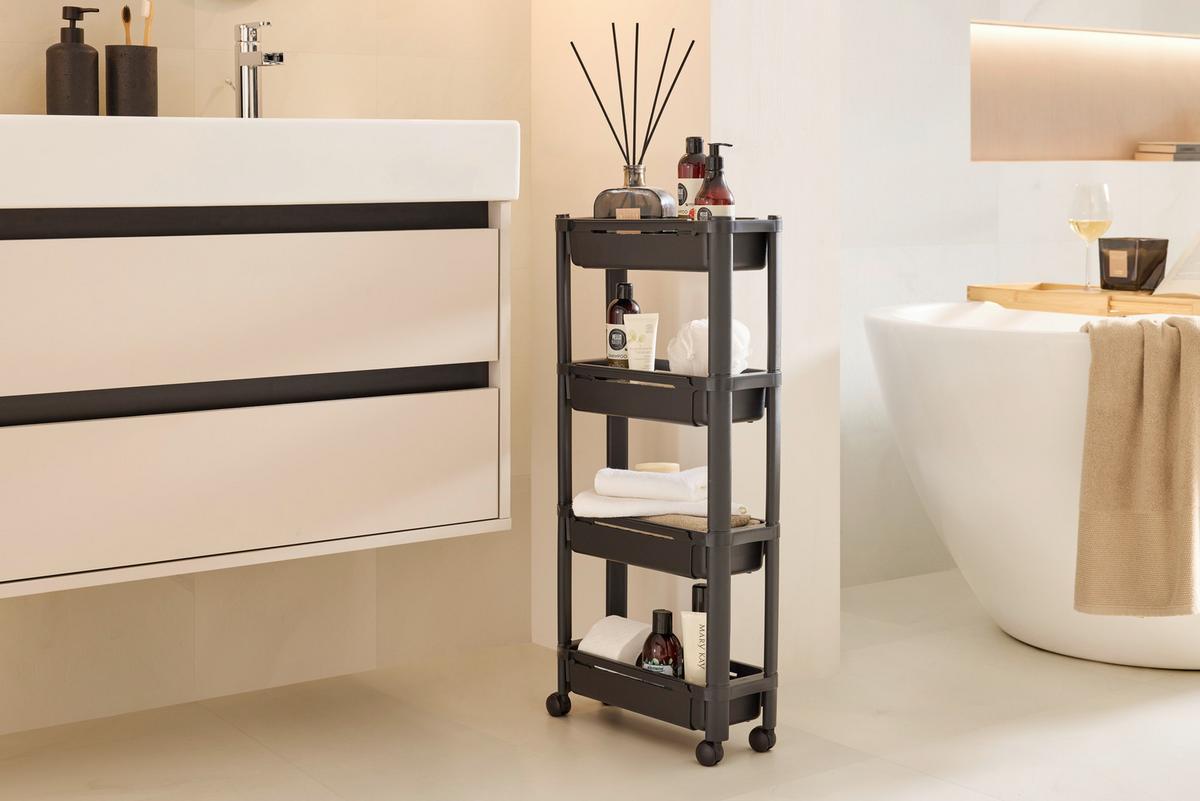 Cărucior universal depozitare Vale - negru, Konventionell, plastic (37,5/15/79cm) - Mömax