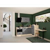 Eckküche IBZ ohne Geräte ca. 225x241 cm Grau - Eichefarben/Schwarz, Design, Holzwerkstoff/Metall (225/241cm) - Impuls