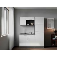 Küchenblock Oliver m. Geräten Weiß - Weiß/Grau, Trend, Holzwerkstoff/Metall (160cm) - Respekta