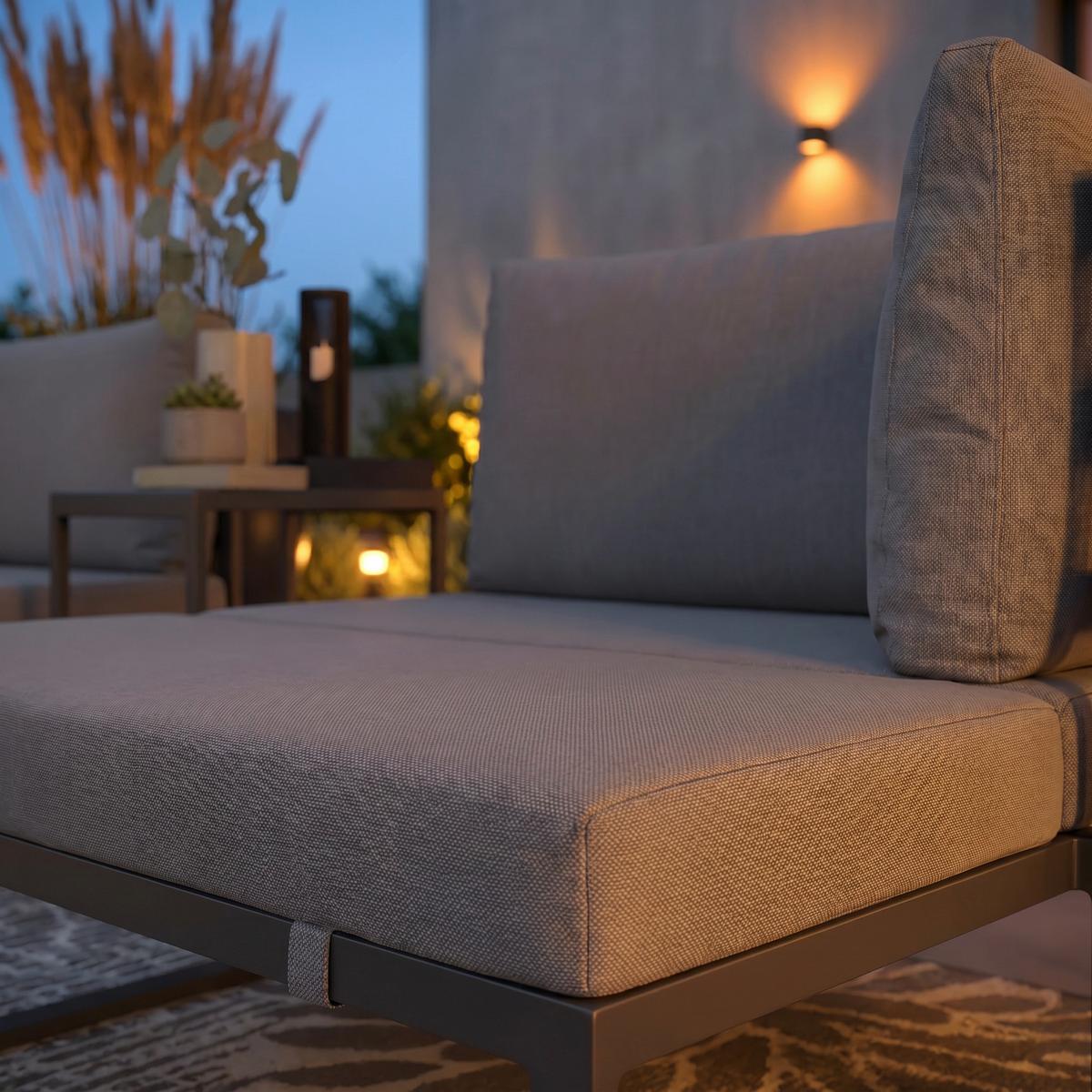 Gartenlounge Valentina - Dunkelgrau/Schwarz, Modern, Glas/Textil - Bessagi Garden