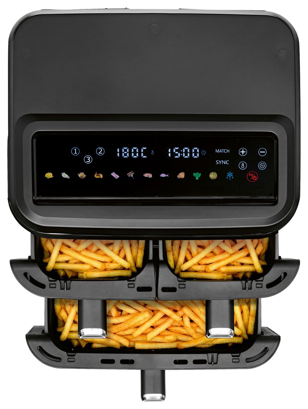Heißluftfritteuse Gourmetmaxx Schwarz/Edelstahlfarben - Edelstahlfarben/Schwarz, MODERN, Kunststoff/Metall (37,7/37,5/43cm)