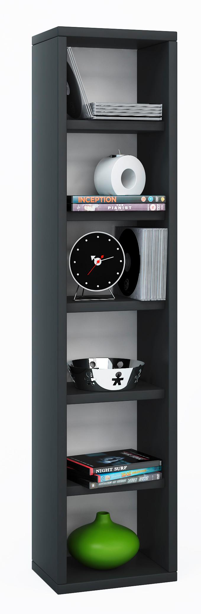 CD-Regal Elementa in Schwarz, B: 21 cm - Schwarz, Basics, Holzwerkstoff (21/97,4/20cm) - MID.YOU