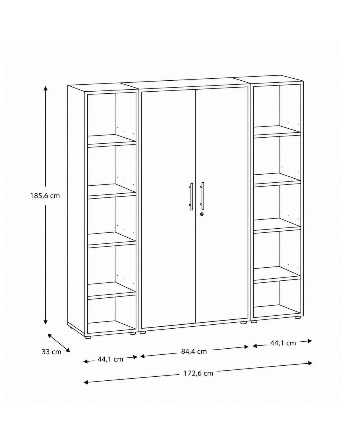 AKTENSCHRANK OFFICE EDITION - SW SET 3 - Eichefarben/Anthrazit, MODERN, Holzwerkstoff (172,6/185,6/33cm) - MID.YOU