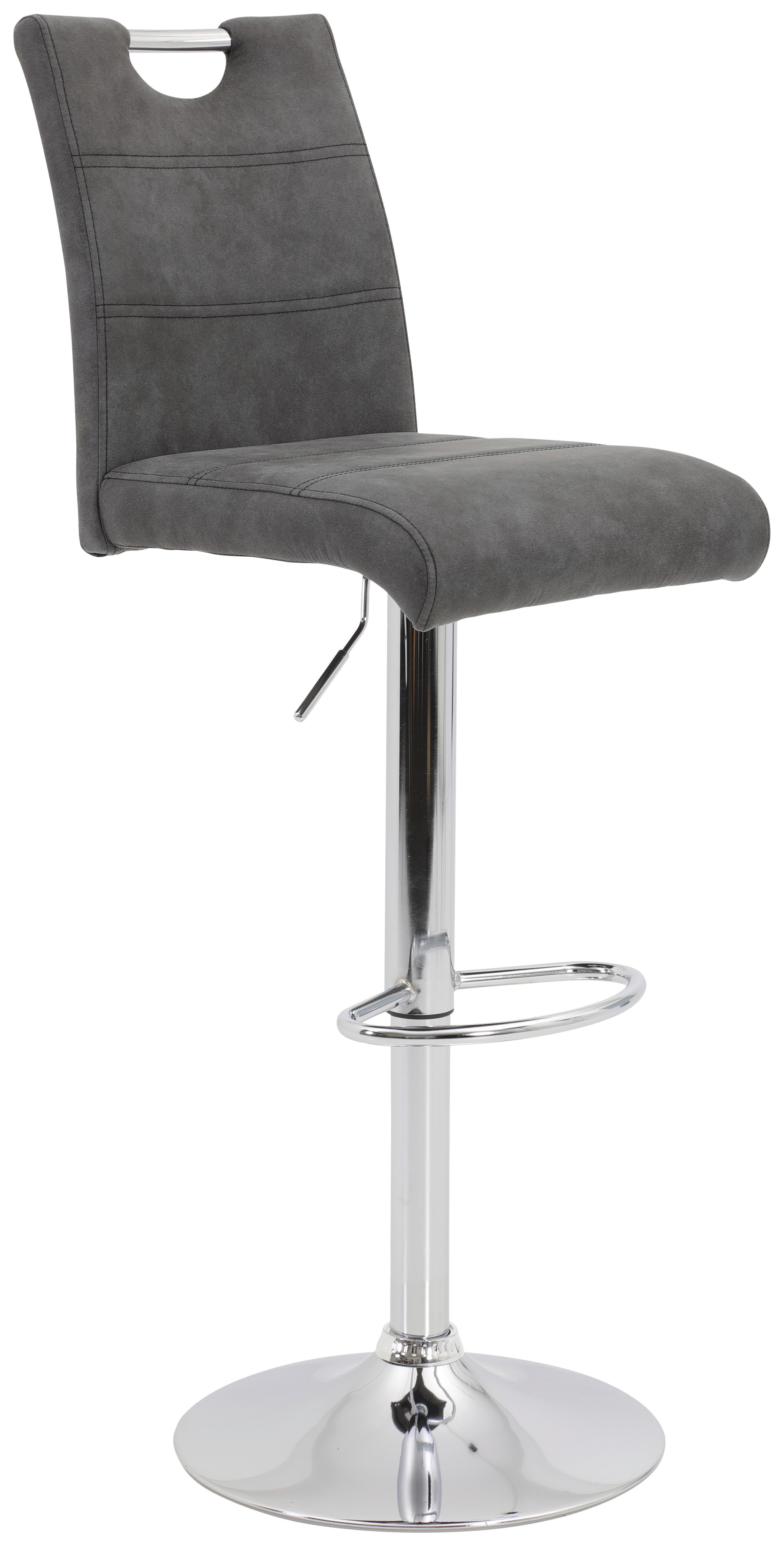 STOŁEK BAROWY MIRANDA II H - antracytowy/kolor chromowy, Konventionell, metal/tkanina (38/97-119/50cm) - Carryhome