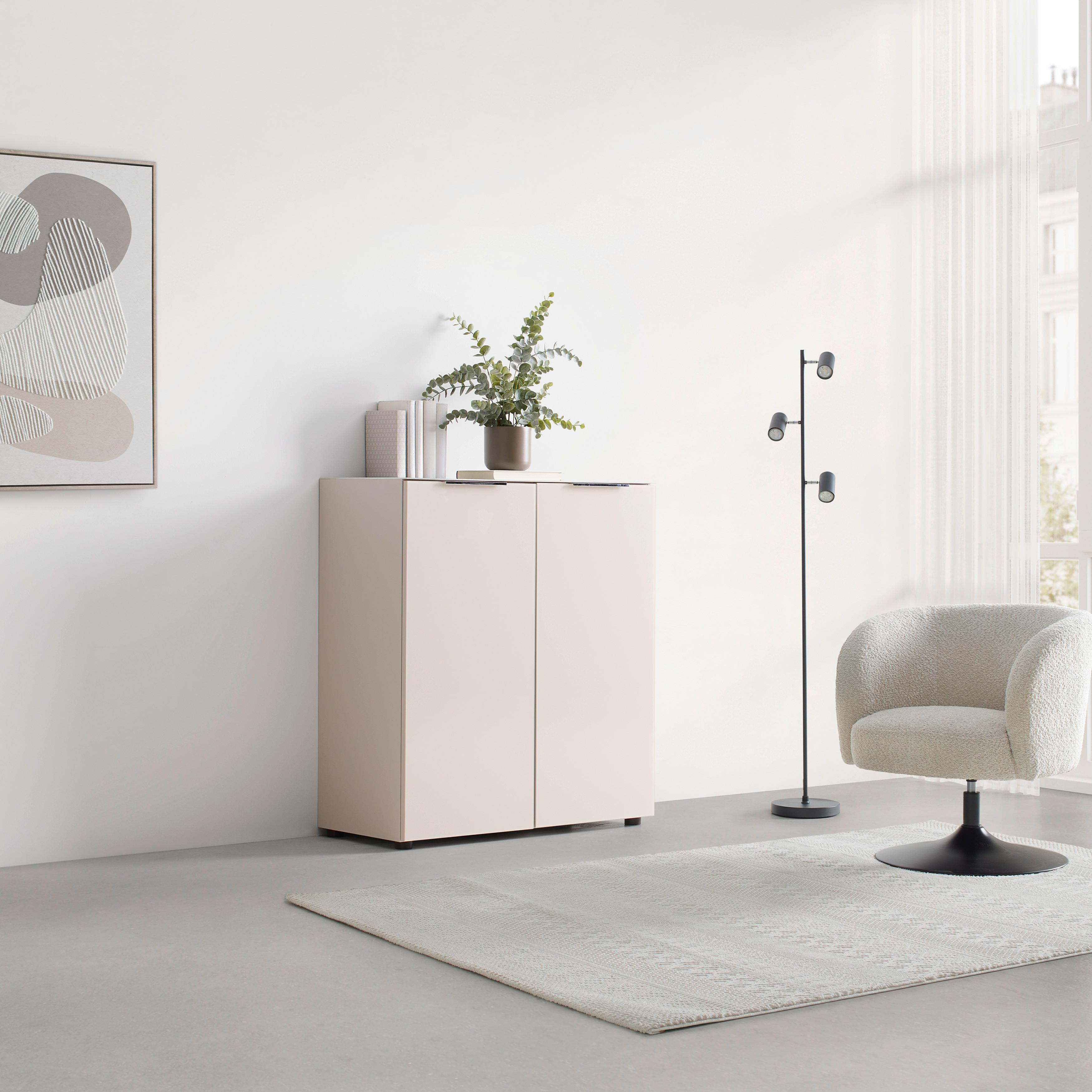 Kommode Siena Kaschmir - Chromfarben/Kaschmir, MODERN, Glas/Holzwerkstoff (90/99/40cm) - Mömax