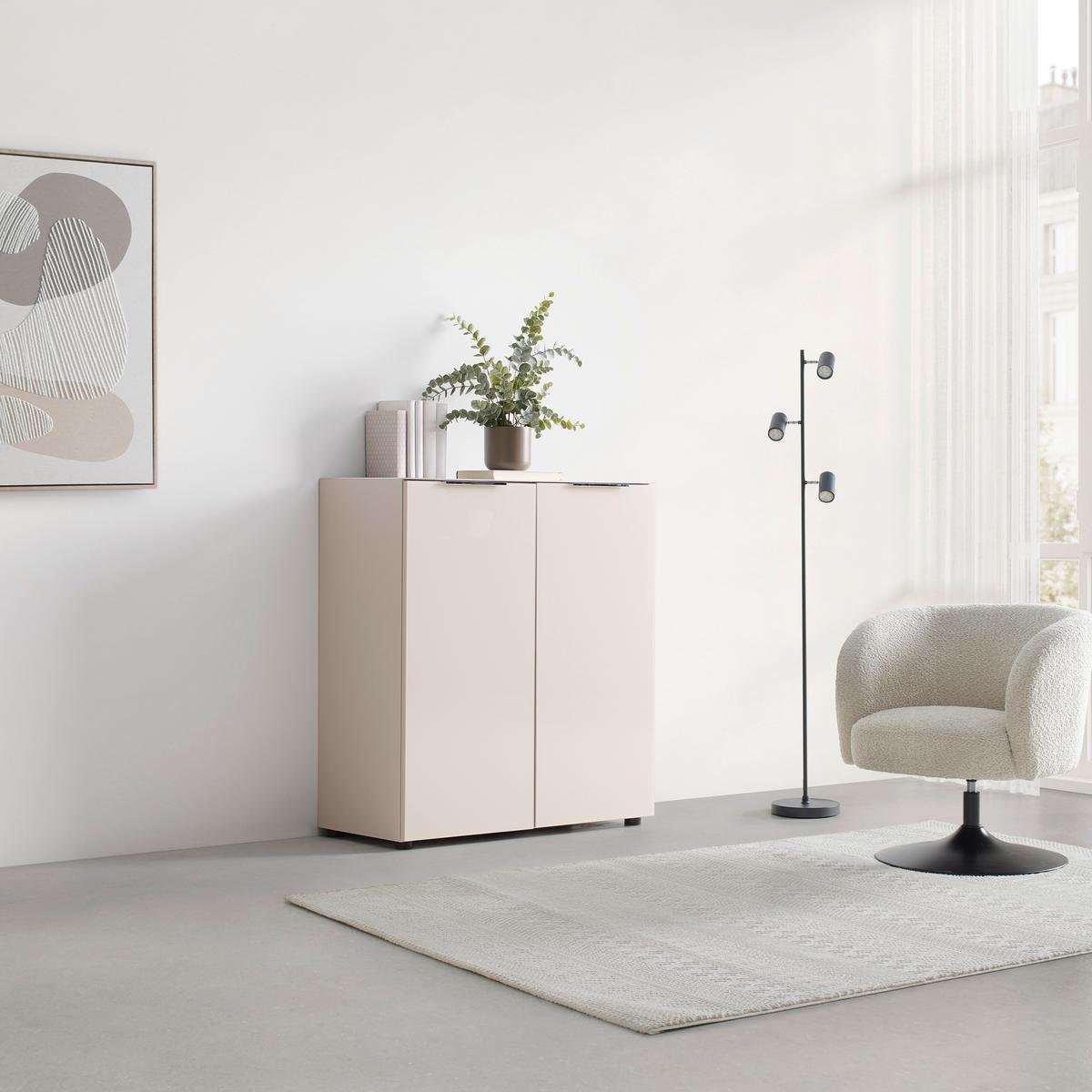 Kommode Siena Kaschmir - Chromfarben/Kaschmir, MODERN, Glas/Holzwerkstoff (90/99/40cm) - Mömax