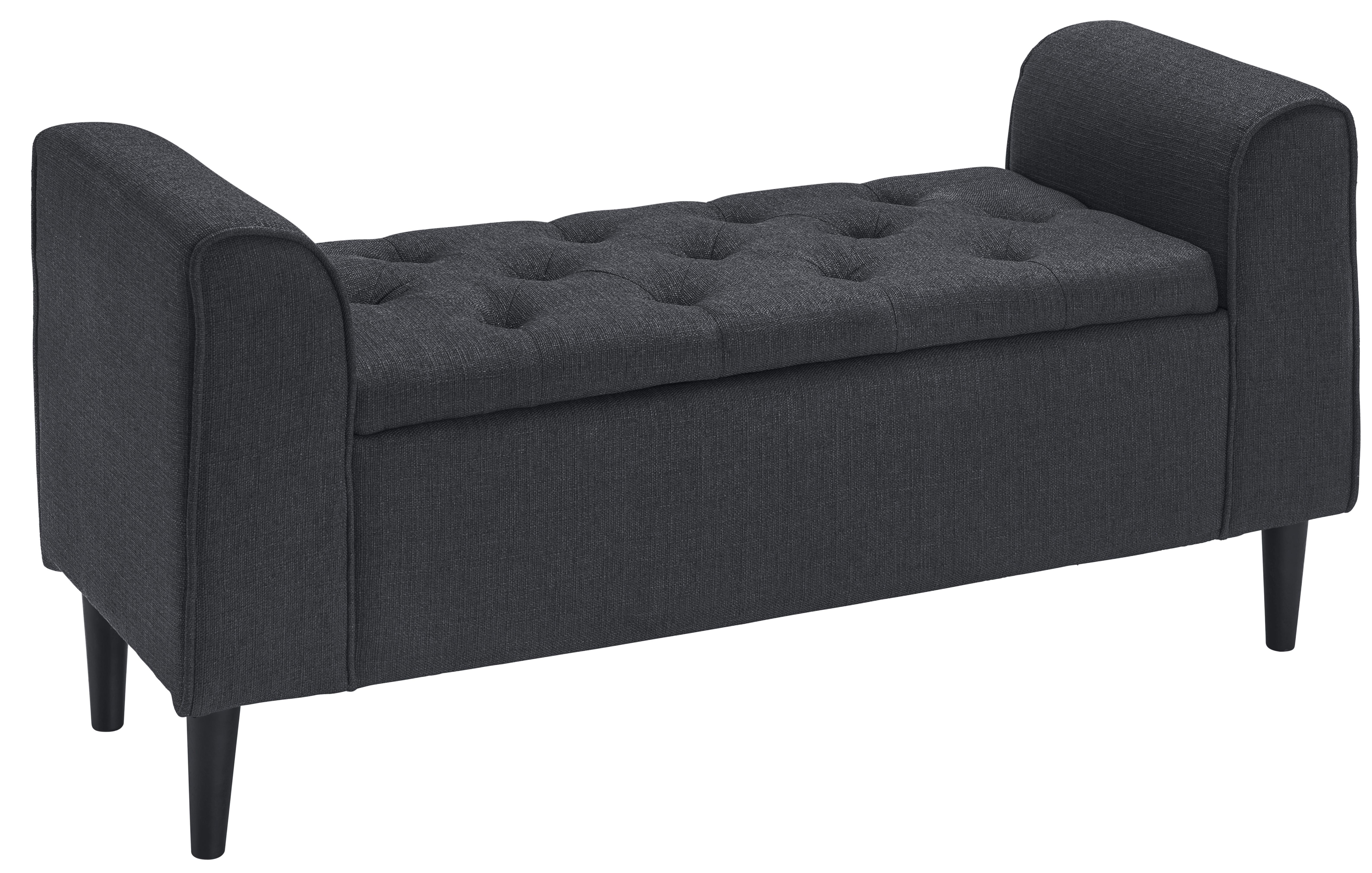 SITZBANK FELICITY - Anthrazit/Schwarz, ROMANTIK / LANDHAUS, Holzwerkstoff/Textil (115/58/44cm) - Mömax