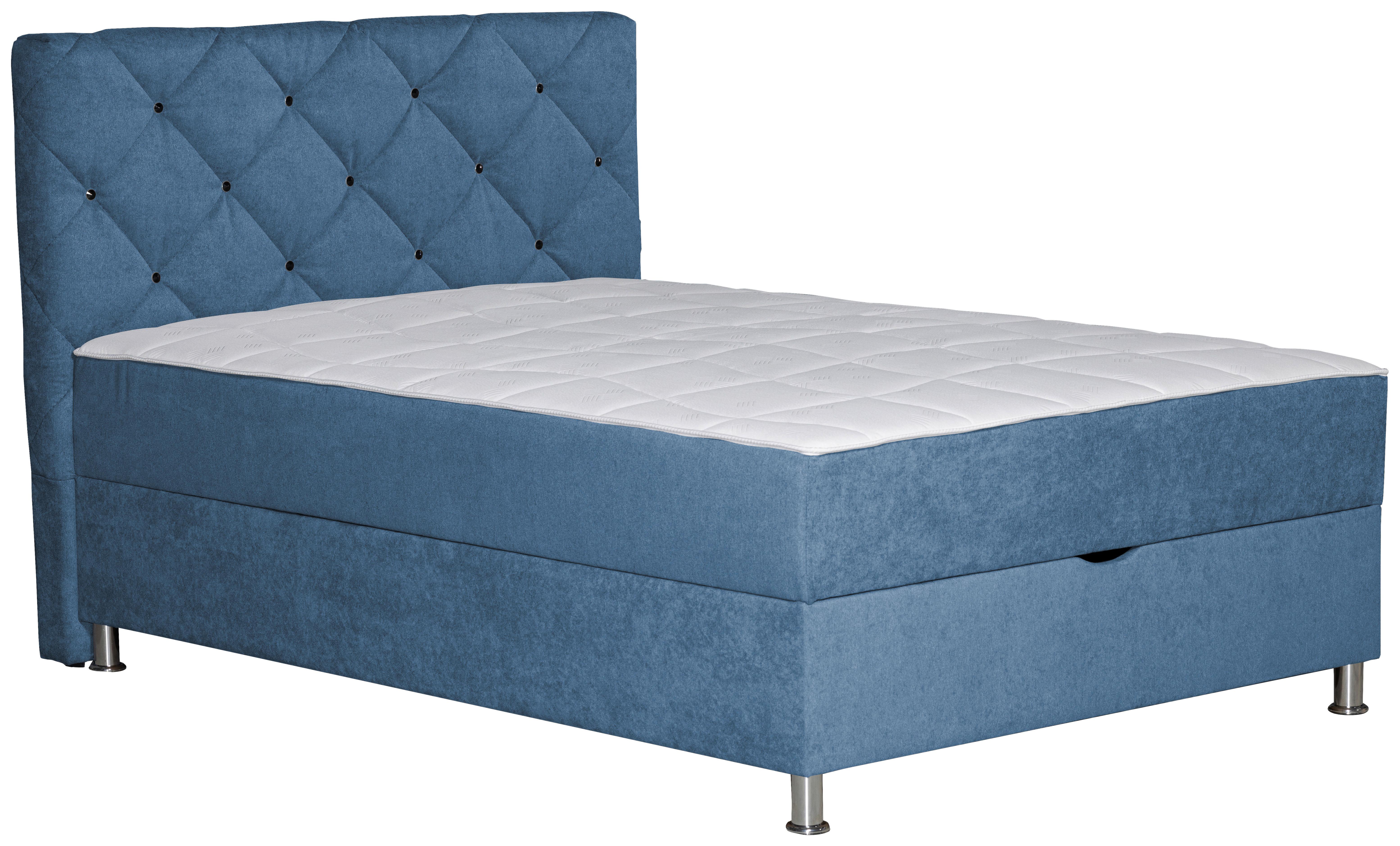 Box Krevet Black Diamond - boje kroma/plava, Design, tekstil/plastika (120/200cm) - Modern Living