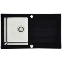 Spüle Schwarz Glas/Edelstahl B: ca. 86 cm - Schwarz, Trend, Glas/Metall (86/21/50cm) - Respekta